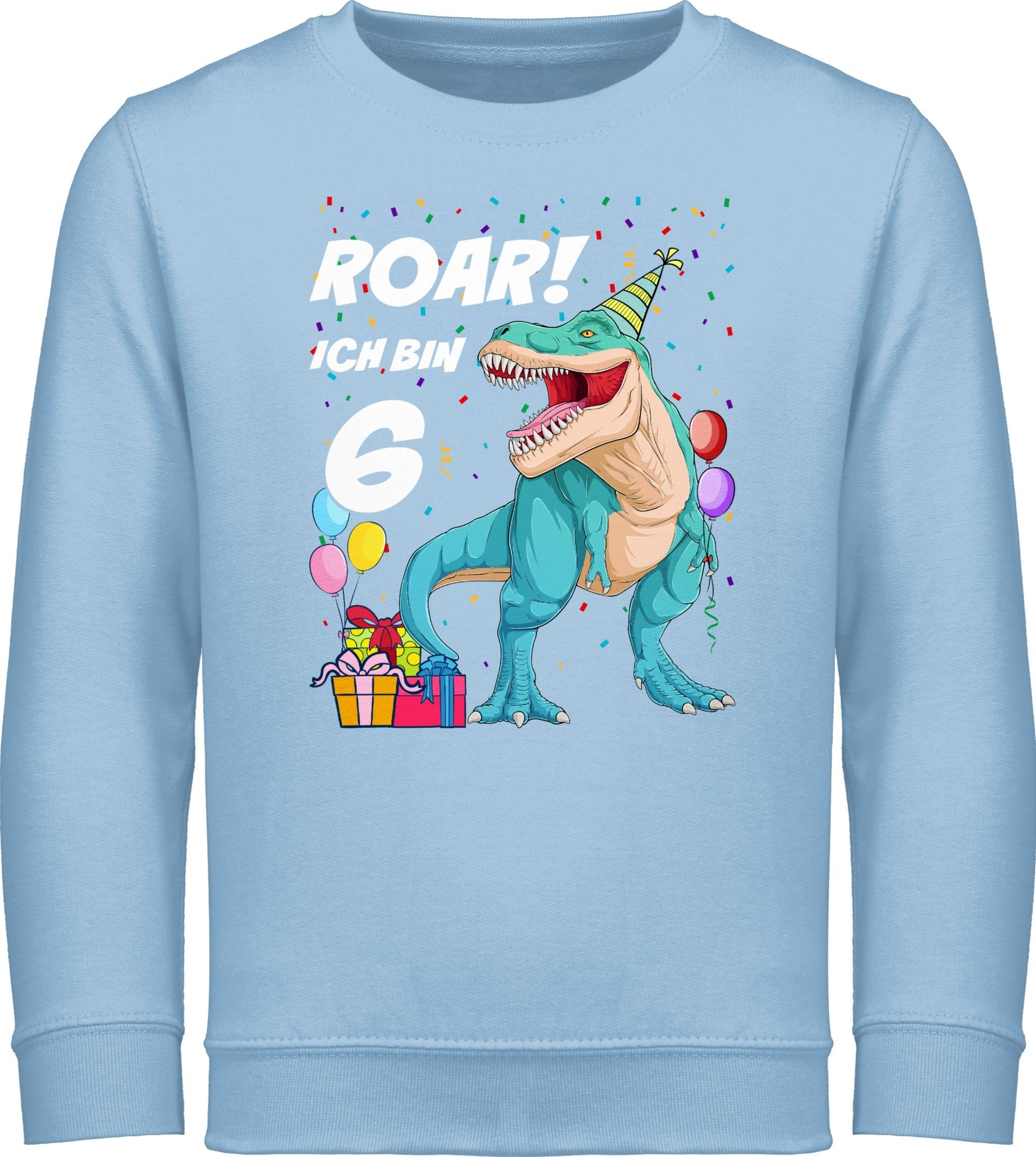 Dino - Sweatshirt 6. Hellblau 6 bin Geburtstag Ich Jahre Shirtracer 3 T-Rex Dinosaurier