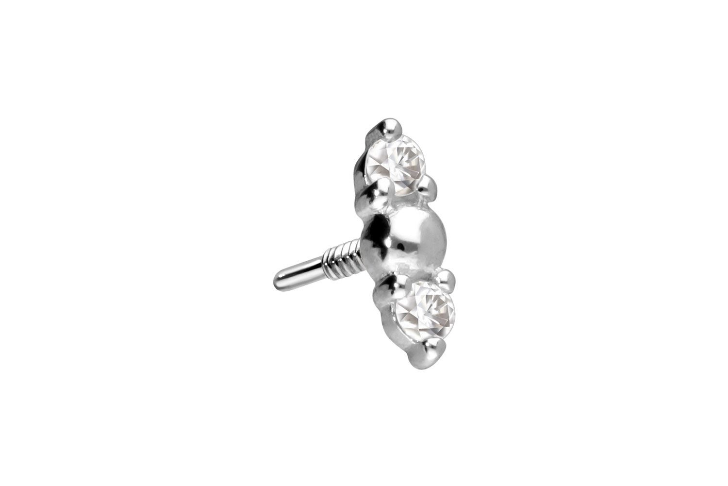 Piercing-Set 14 Karat Gold Schraubaufsatz mit Außengewinde 2 MOISSANITE + KUGEL