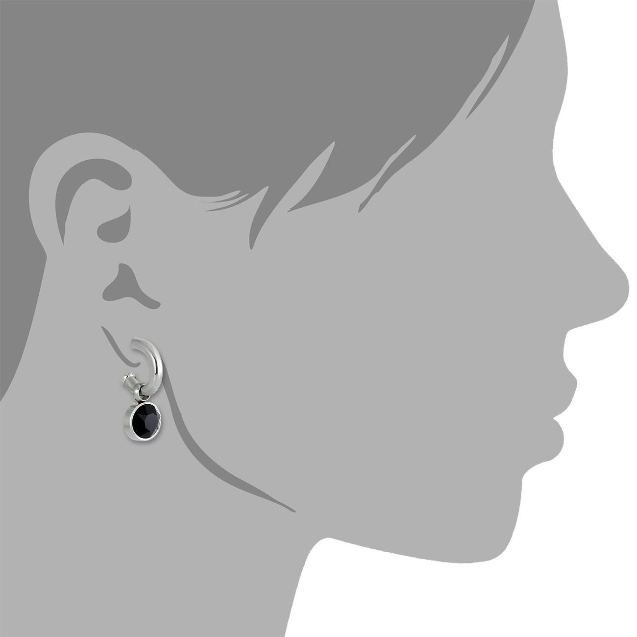 Amello Paar Creolen Amello Ohrringe Edelstahl Creolen schwarz (Creolen), Damen Creolen aus Edelstahl (Stainless Steel), silberfarben, schwarz – Bild 3 von 5