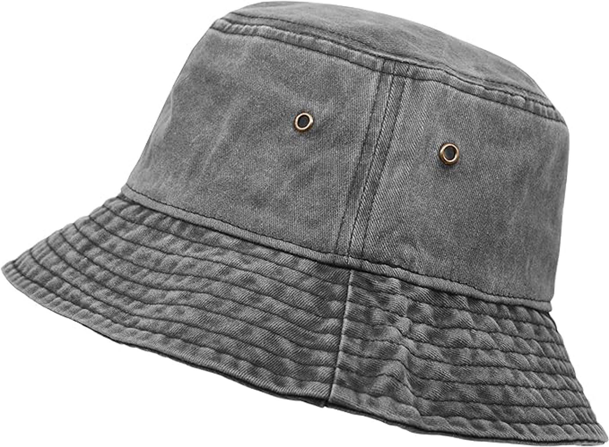 Bwecuy Fischerhut Breite Krempe Washed Denim Baumwolle Outdoor Sonnenhut