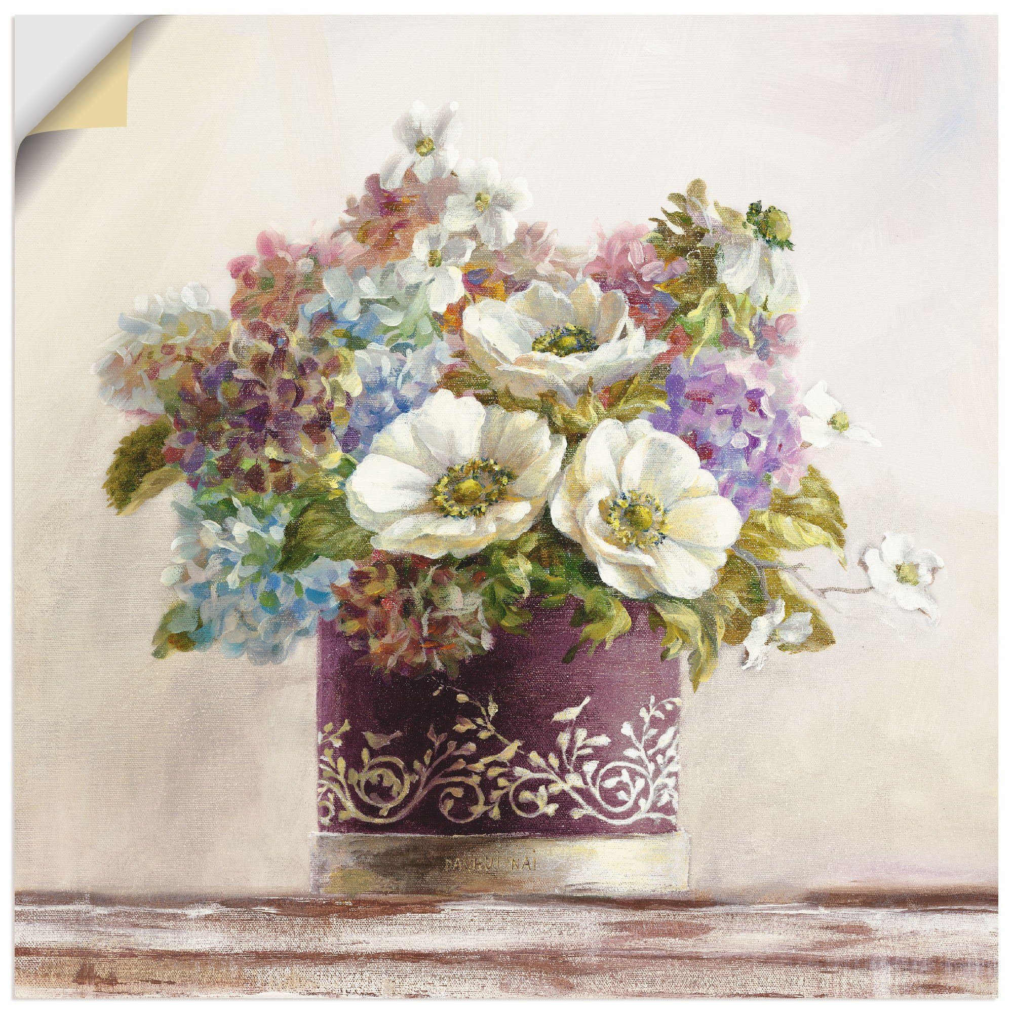 Artland Wandbild Anemonen in Auberginer Hutschachtel, günstig online kaufen