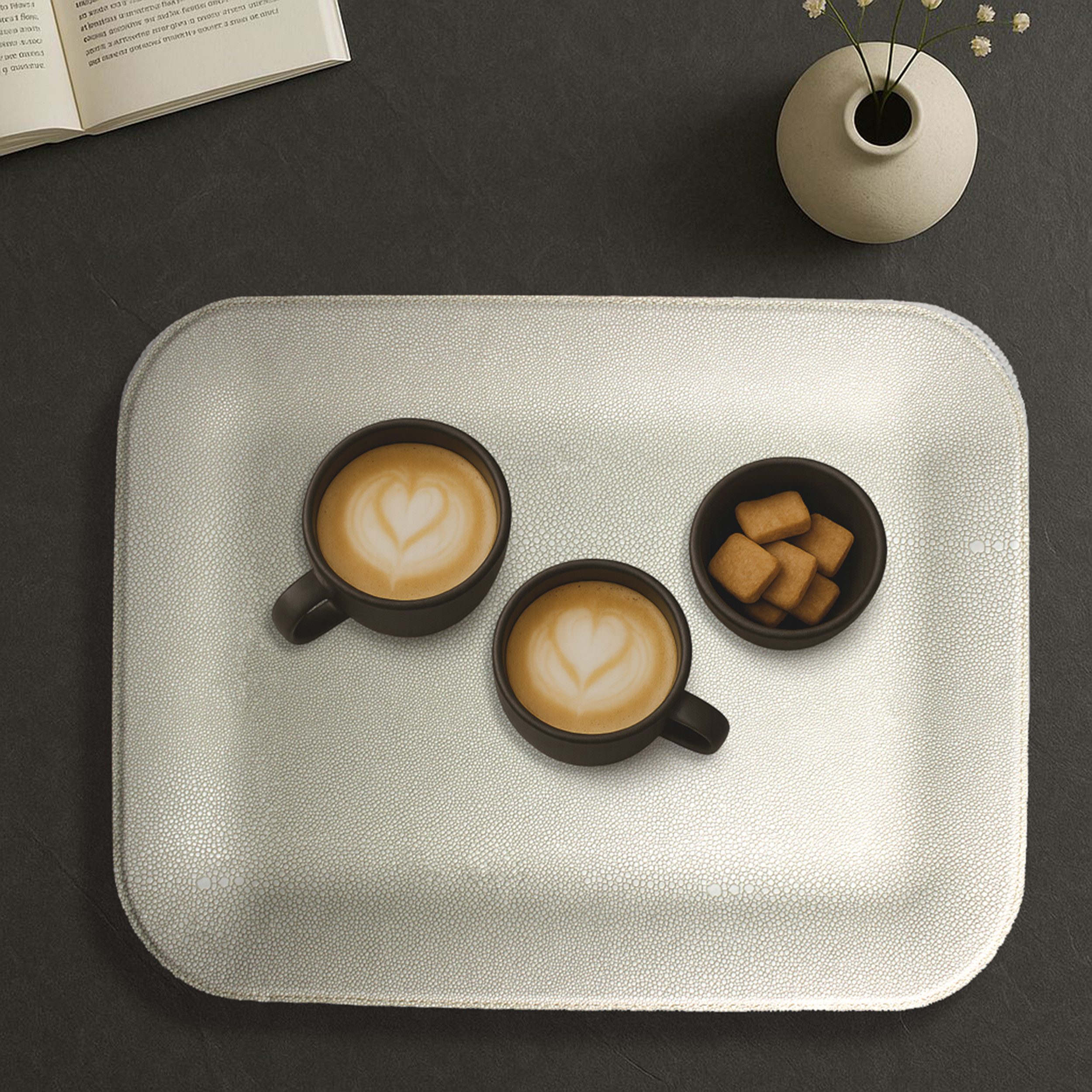 Signature Home Collection Tablett Tablett klein flach rechteckig Kunstleder Rochen Kaffeetablett, Kunstleder, (1-tlg., 1x Tablett rechteckig Kunstleder), Tablett in Kunstleder: pflegeleicht & abwischbar