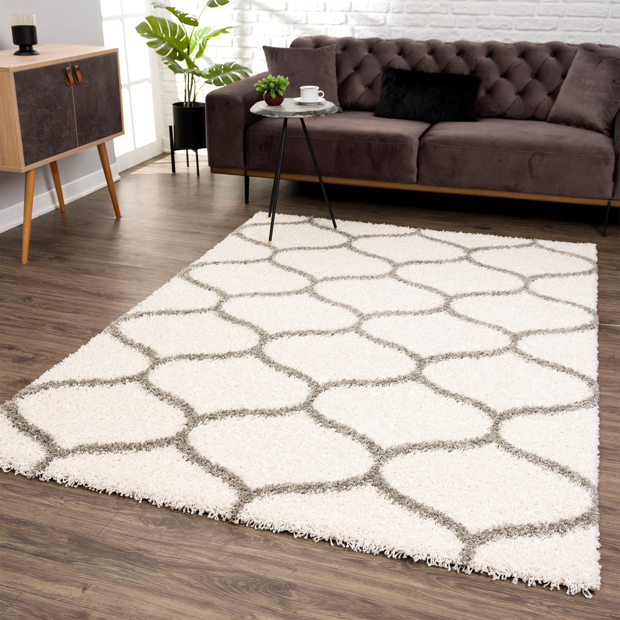 Sanat Hochflor-Teppich Madrid, auch in Rund erhältlich, rechteckig, Höhe: 30 mm, Wohnzimmer, Langflor, Shaggy Teppich