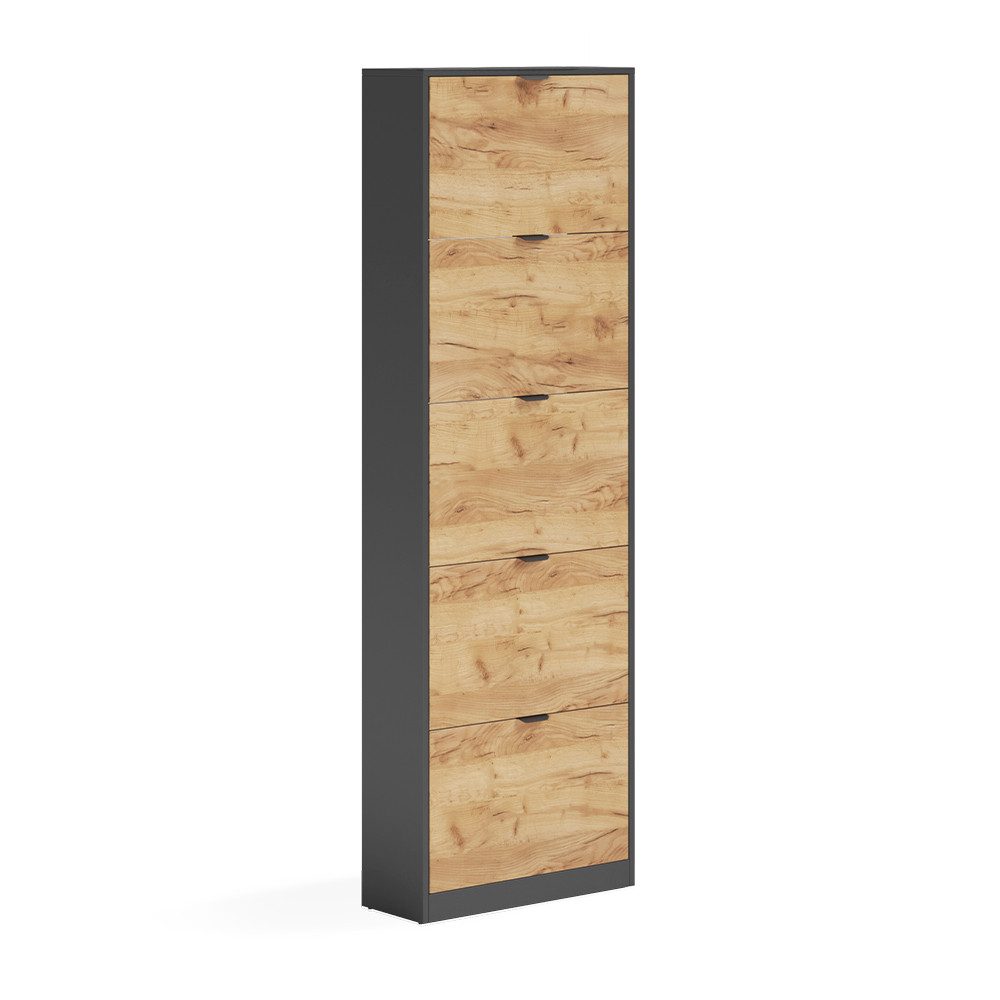 Vicco Schuhkipper Gizmo, Goldkraft Eiche/Anthrazit, 59 x 181.1 cm mit 5 Fächern (1 St)