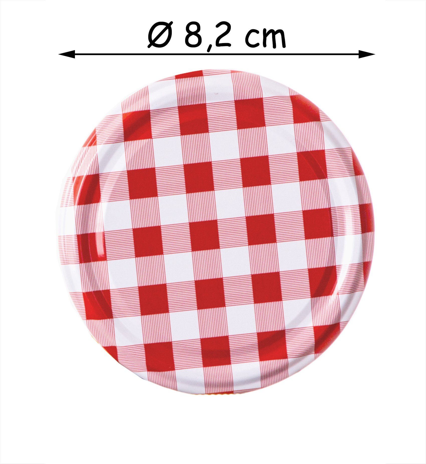 50x Einmachgläser (50-tlg) Einmachglas Rot-weiß, TO 82mm für Schraubdeckel Ersatzdeckel BigDean Metall,