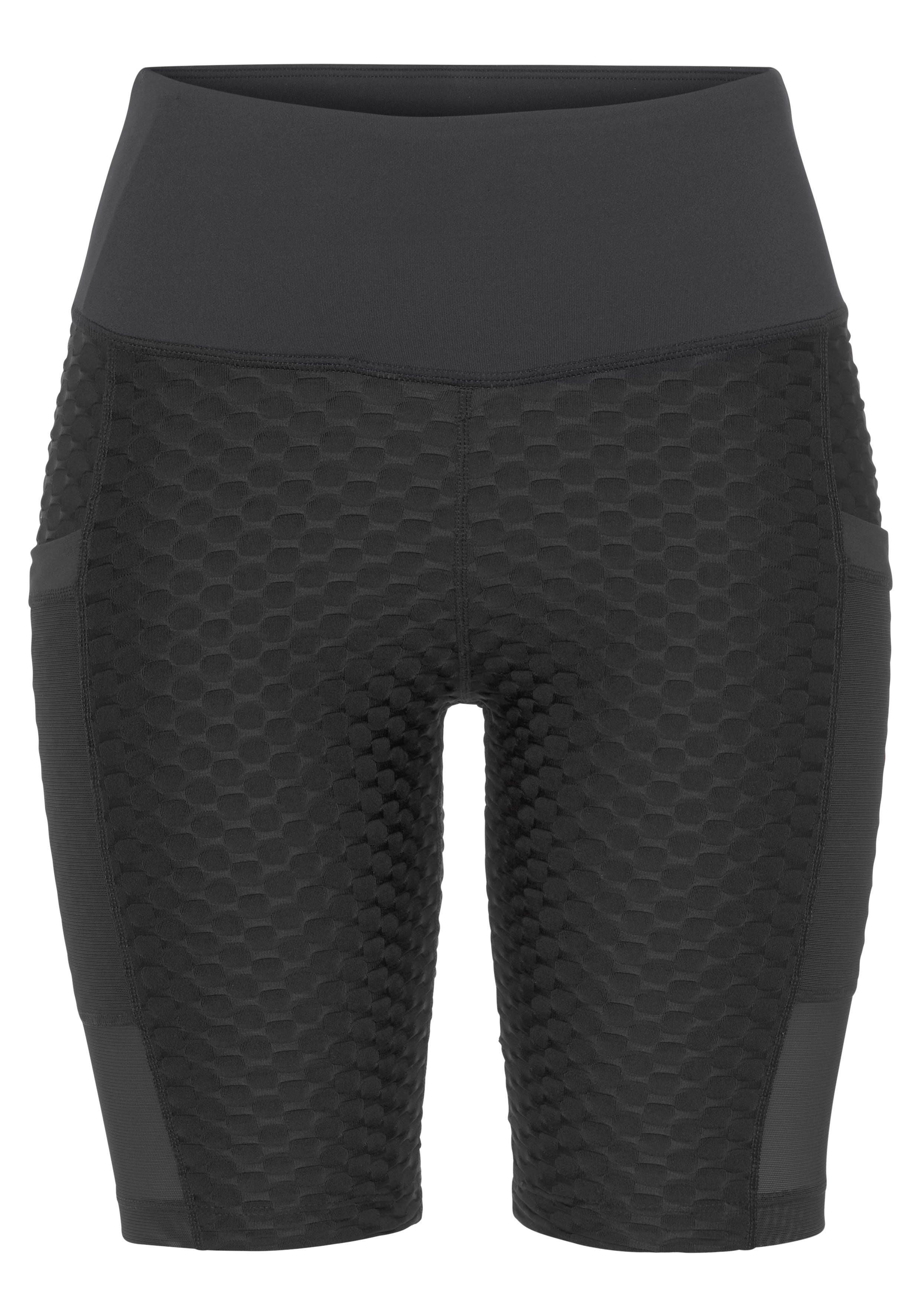 vivance active Radlerhose Taschen und zwei schwarz mit -Sporthose Wabendesgin