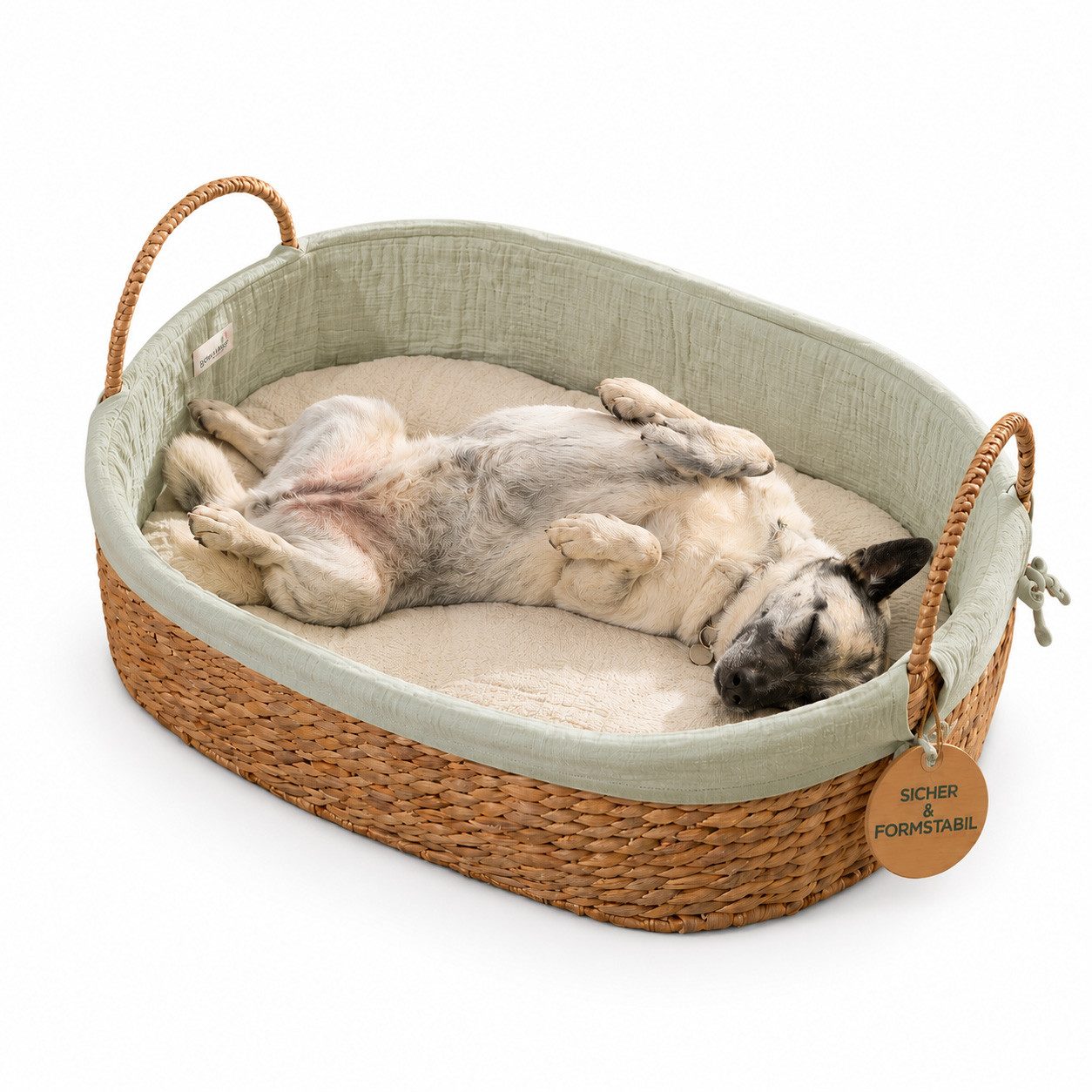 Geuther Hundekorb aus natürlicher Wasserhyazinthe und Bio-Baumwolle, Baumwolle, 100% natürlich