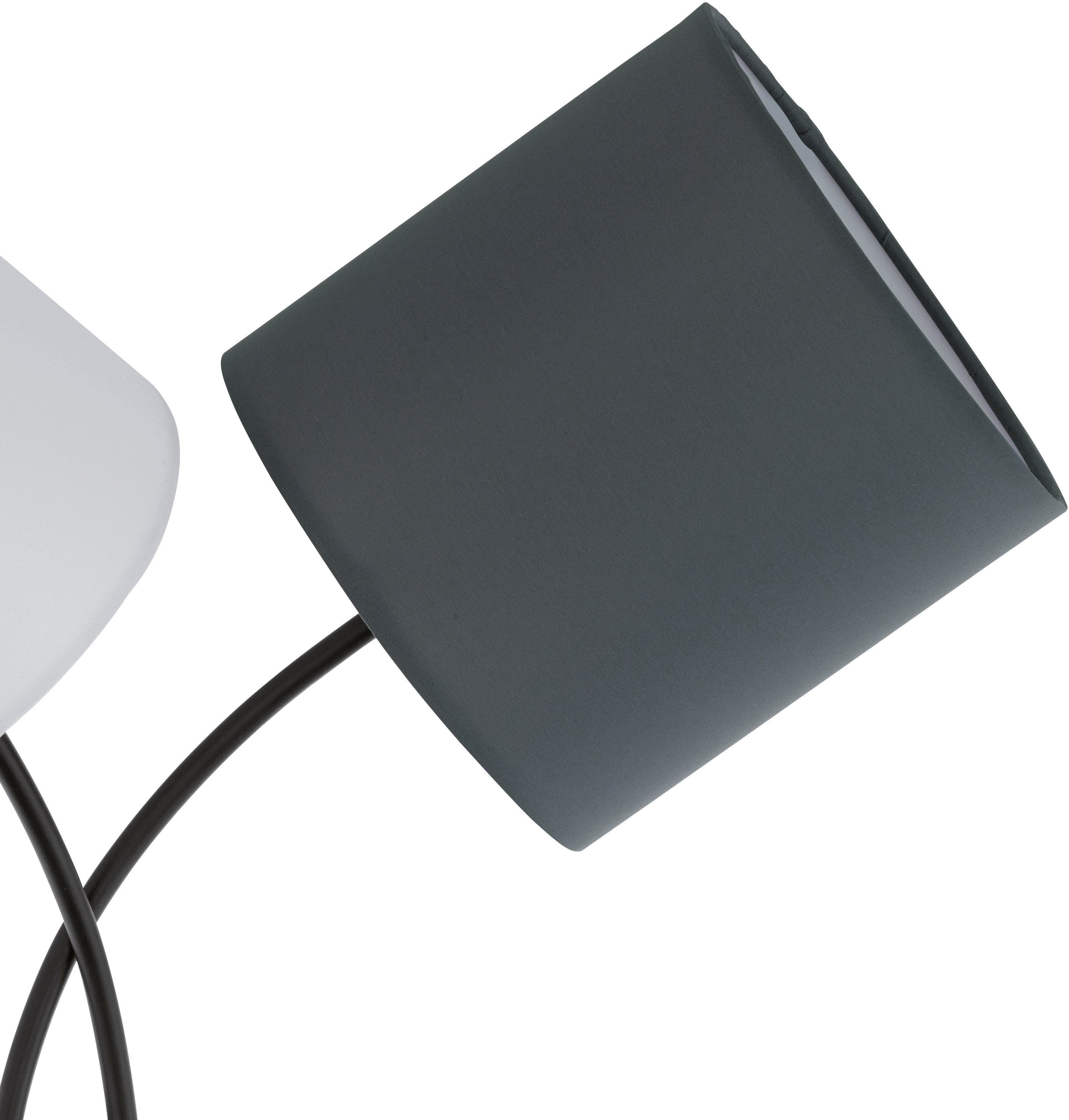 EGLO Wandleuchte ALMEIDA, Leuchtmittel wechselbar, ohne Leuchtmittel, schwarz / L42 x H45,5 x B19cm / Wandlampe aus Stoff