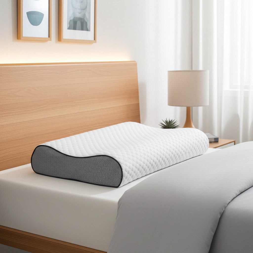 Herzberg Kopfkissen Memory-Foam Kopfkissen (60x40) – atmungsaktiv & nackenstützend, Gilt als hypoallergen