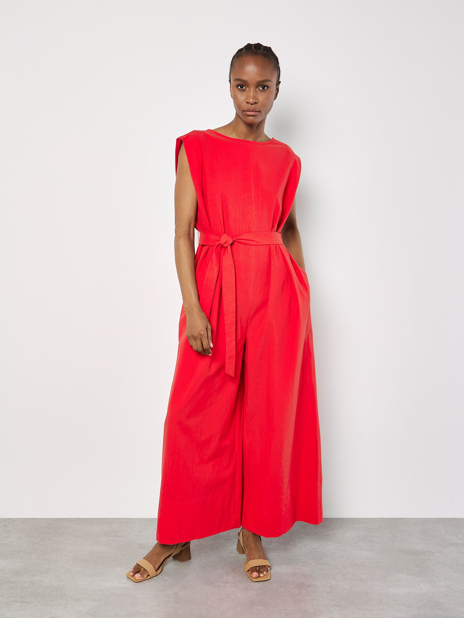 Apricot Jumpsuit Wide Leg Jumpsuit (Stoffgürtel) mit Bindegürtel günstig online kaufen