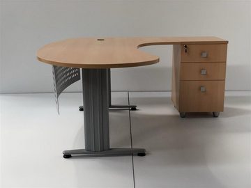 Furni24 Schreibtisch Schreibtisch, Winkelschreibtisch "Gela", Buche Dekor, rechts gewinkelt