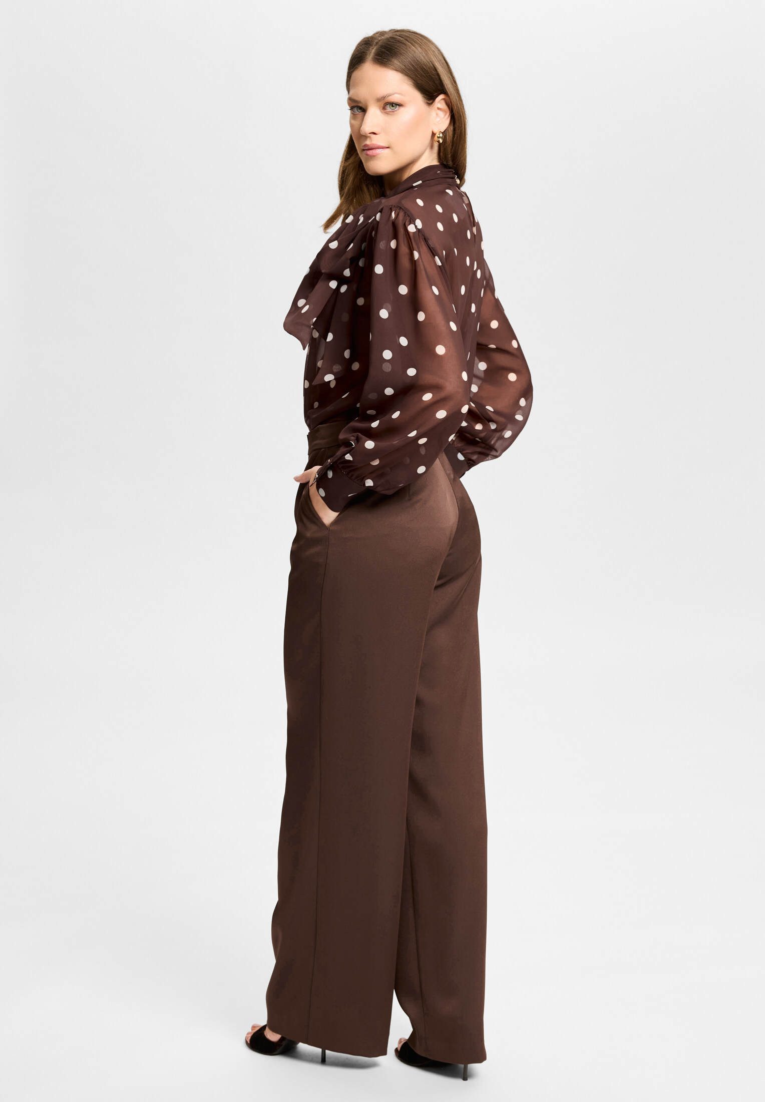 SWING Hosenanzug - Hose aus Satin mit geradem Bein