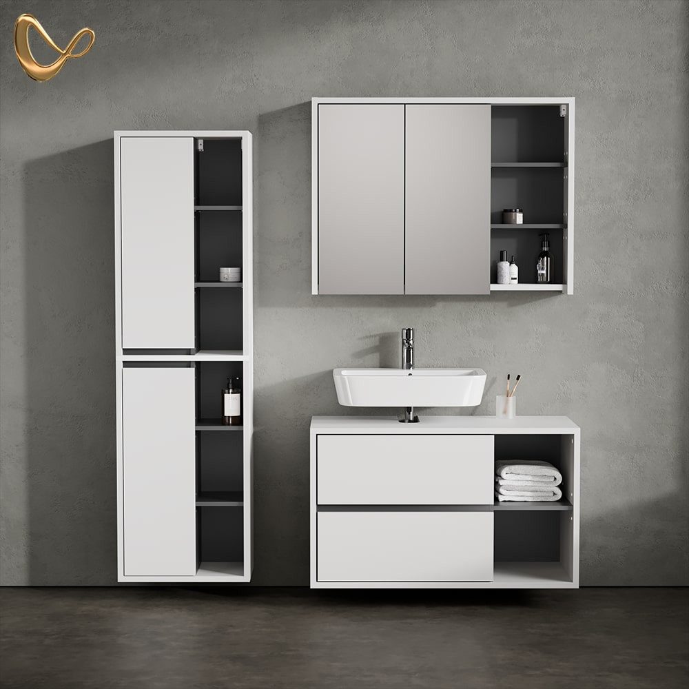 Livinity® Waschbeckenunterschrank Vomano, Weiß/Anthrazit, 100 x günstig online kaufen