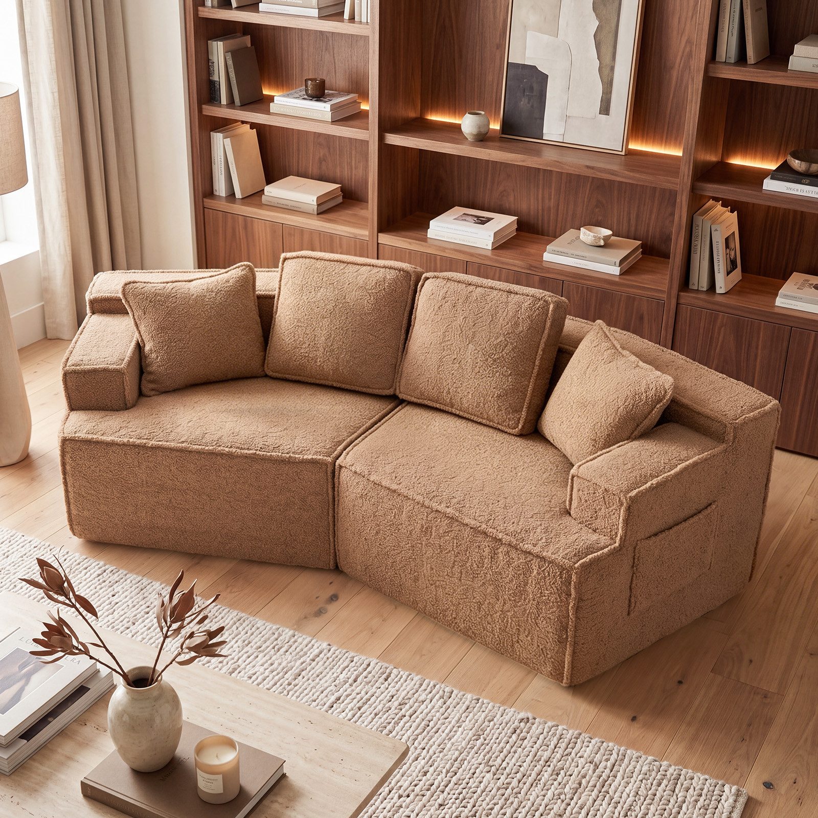 COMHOMA Sofa modulares Schlafsofa, Polstersofa, 3-Sitzer Sofa, Sektionscouch, Keine Montage erforderlich, mit Aufbewahrungstasche, schlaffunktion