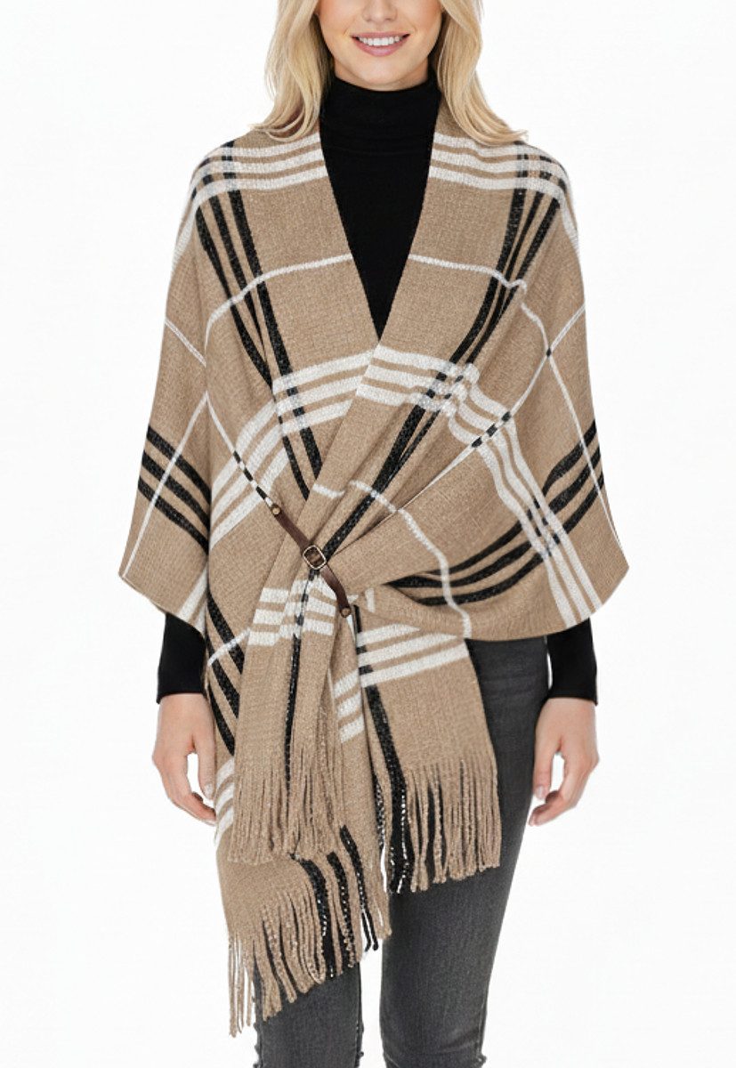 dy_mode Strickponcho Damen Strickponcho mit Fransen Poncho XXL Schal / Stol günstig online kaufen