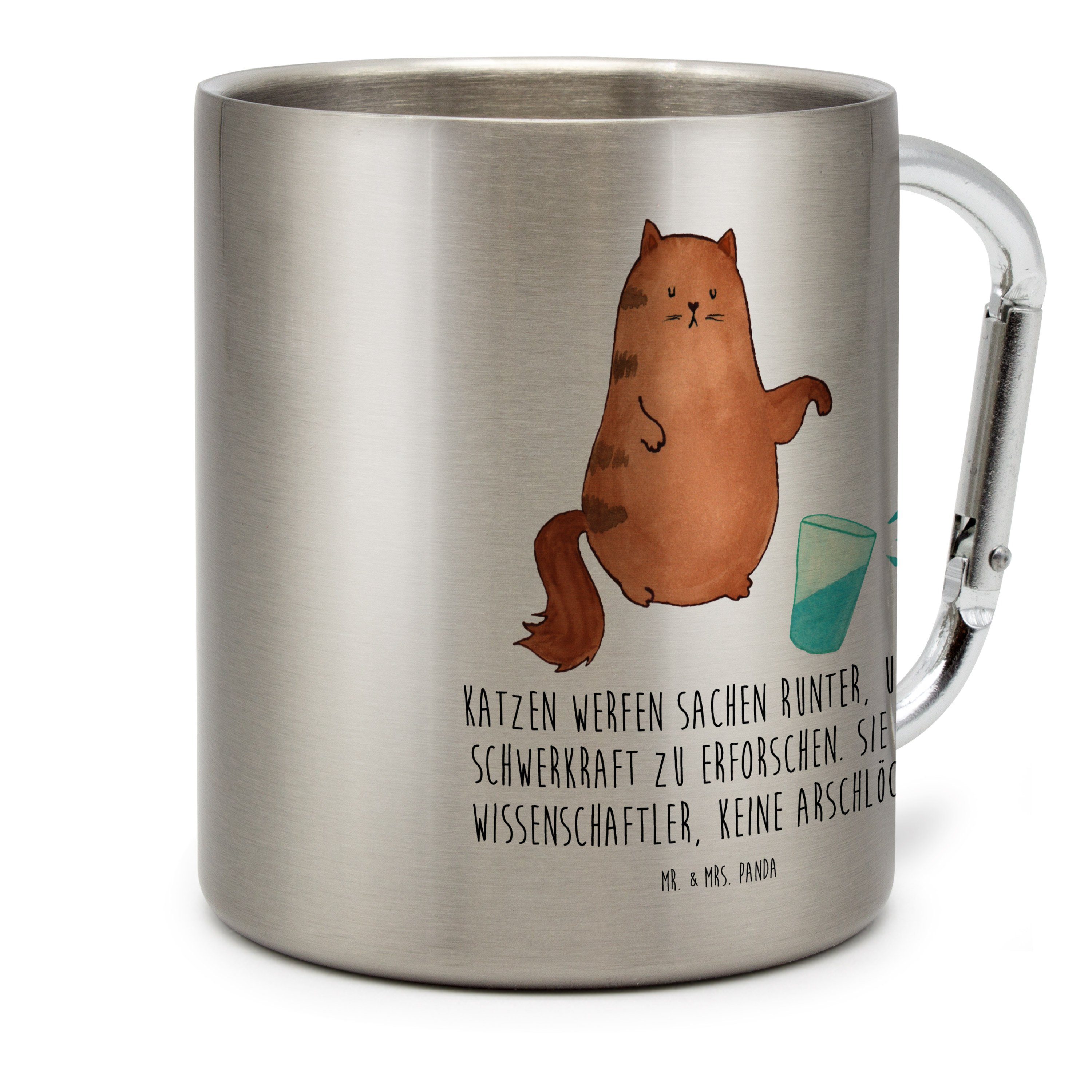 Mr. & Mrs. Panda Tasse Katze Wasserglas, Thermobecher, Transparent, Katzen, Edelstahl-Thermo, Edelstahl, wandertasse Isolierbecher Edelstahl wanderbecher