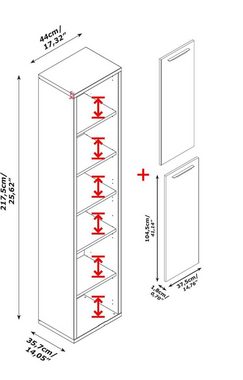 Composad Aktenschrank DAVINCI mit 2 Türen und 6 Fächern, Maße (B/T/H): ca. 44x35,7x217,5 cm