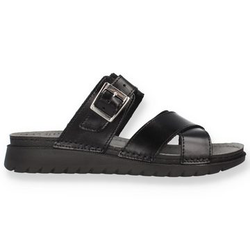 INBLU Rijeka Schwarze Leder Sandalen mit Schnalle Damen Römersandale Schnalle