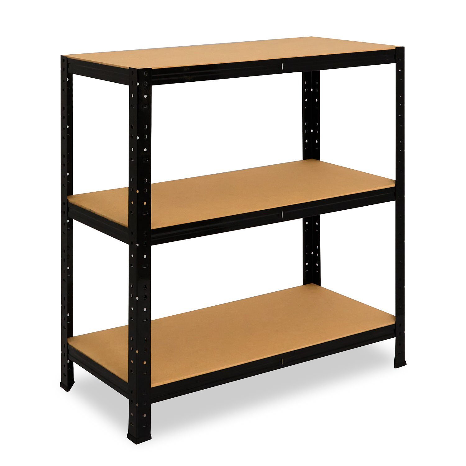 Lagerregal, shelfplaza Tragkraft, 175kg Lastenregal, als schwarz 3 & je schwarz Metallregal Büroregal Schwerlastregal Böden Steckregal mit 90x80x50cm, Metall BLACK, Regal