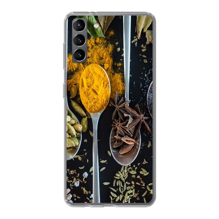 MuchoWow Handyhülle Löffel - Gewürze - Lebensmittel - Tisch Phone Case Handyhülle Samsung Galaxy S21 Plus Silikon Schutzhülle