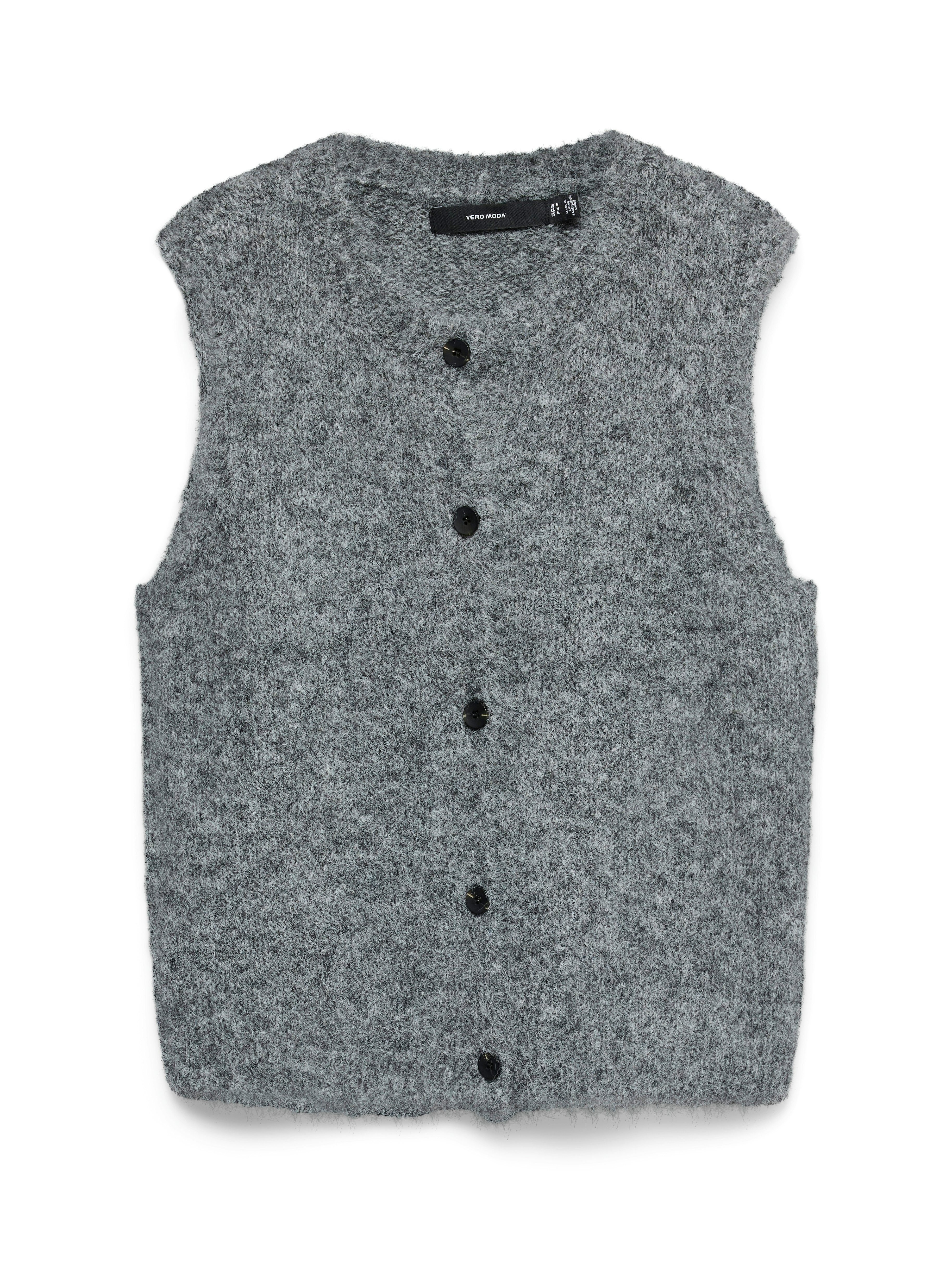 Vero Moda Strickweste VMNOVAH SL O-NECK BUTTON VEST NOOS Materialmix, loose fit – Bild 5 von 5