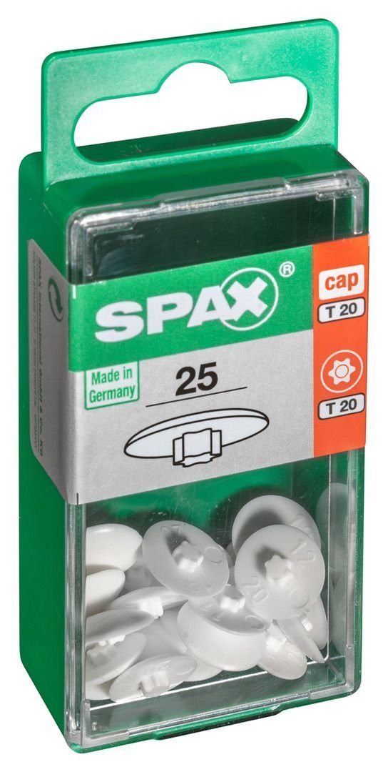 SPAX Abdeckkappe Spax Abdeckkappen weiß zum - 25 Stk. stecken