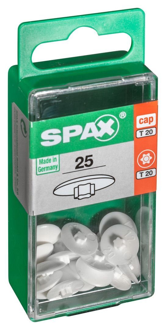 SPAX Abdeckkappe Spax Abdeckkappen weiß zum stecken - 25 Stk.