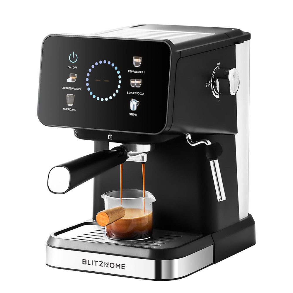 BLiTZWOLF Espressomaschine Siebträgermaschine Kaffee Maschine 20Bar, 1,5L Wassertank, PID Temperaturkontrolle, Touchscreen, Heiß- & Kaltbrühen, Dampflanze