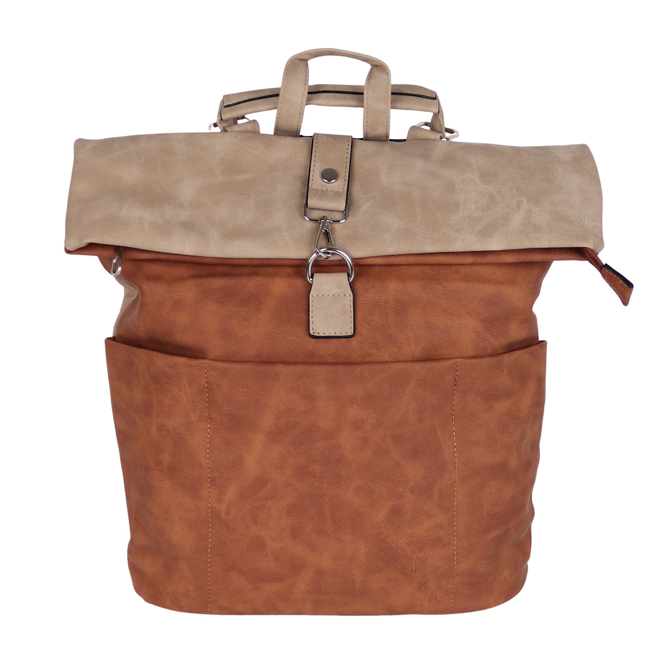MIRROSI Tagesrucksack Damen auch als Crossbody Bag 2 in 1, Elegant (32x(38+8)x12cm - Kompakte Größe), aus hochwertigem Kunstleder, Rucksack, Daypack