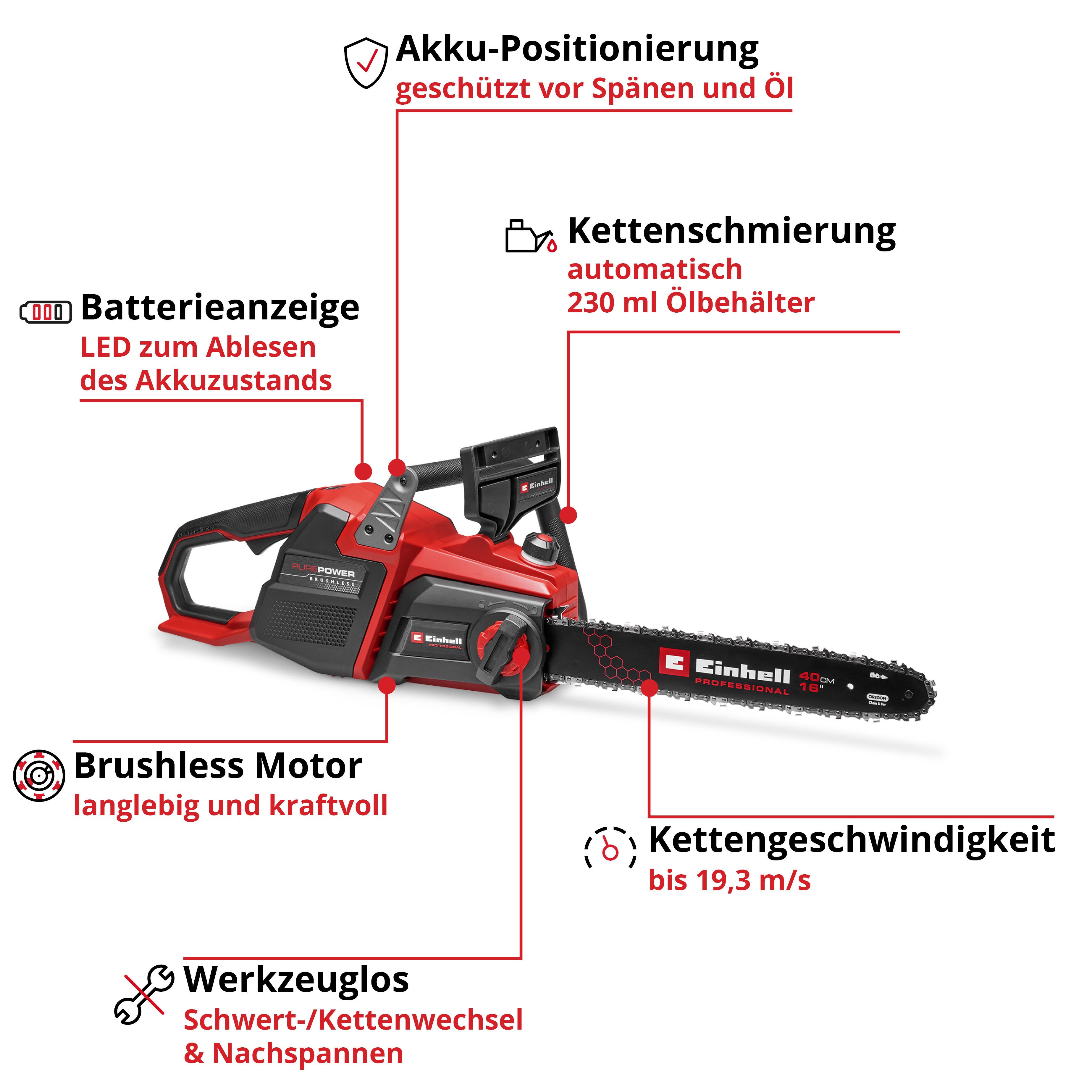 Einhell Akku-Kettensäge »GP-LC 36/40 Li BL-Solo«, bürstenloser Motor, ohne Akku, ohne Ladegerät – Bild 3 von 5