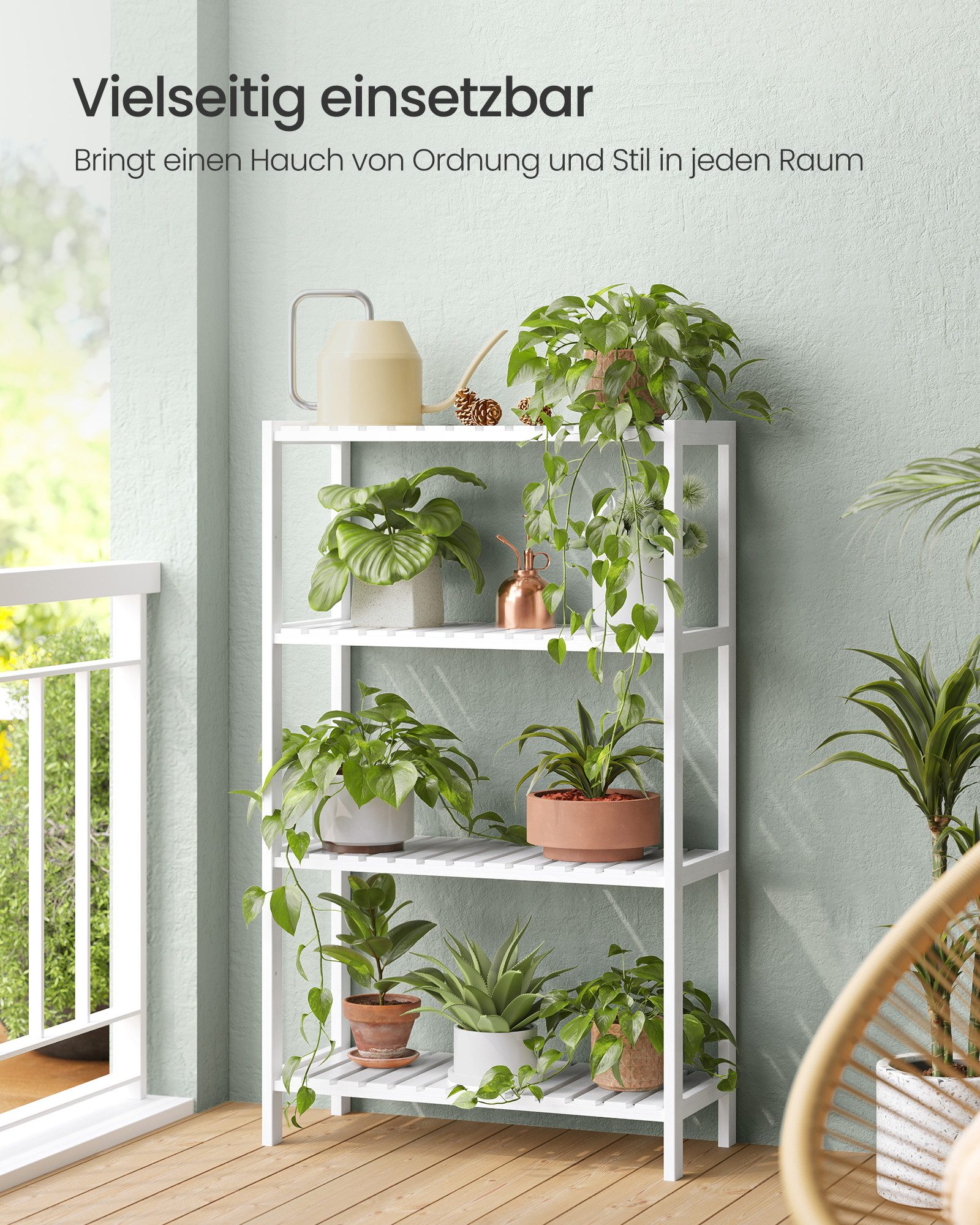 SONGMICS Badregal, Badezimmerregal, 26 x 60 x 100 cm, Küchenregal, Schuhregal, Bambus