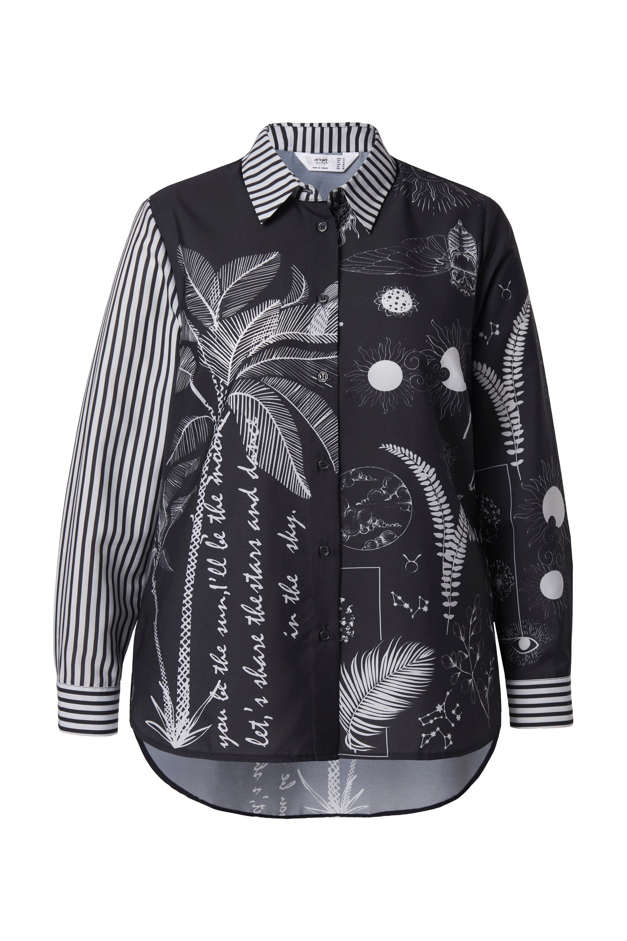 Hemdbluse Longbluse oversized Streifen/Prints