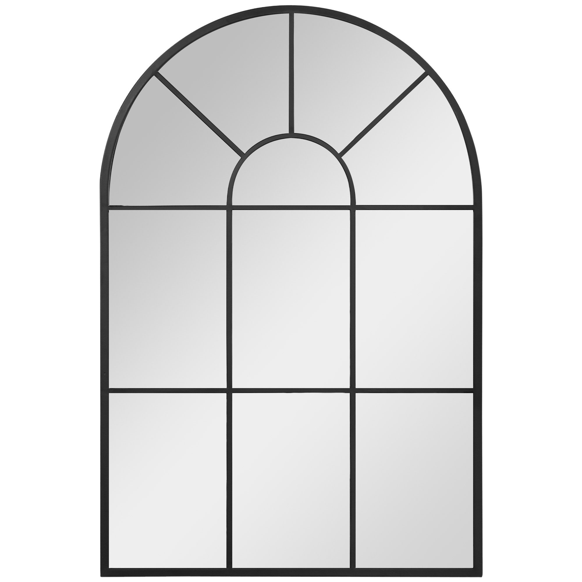 HOMCOM Wandspiegel Hängespiegel Flurspiegel mit Metallrahmen für Schlafzimmer (Fensterspiegel, 1-St., Spiegel), Schwarz 91 cm x 60 cm x 2 cm – Bild 2 von 5