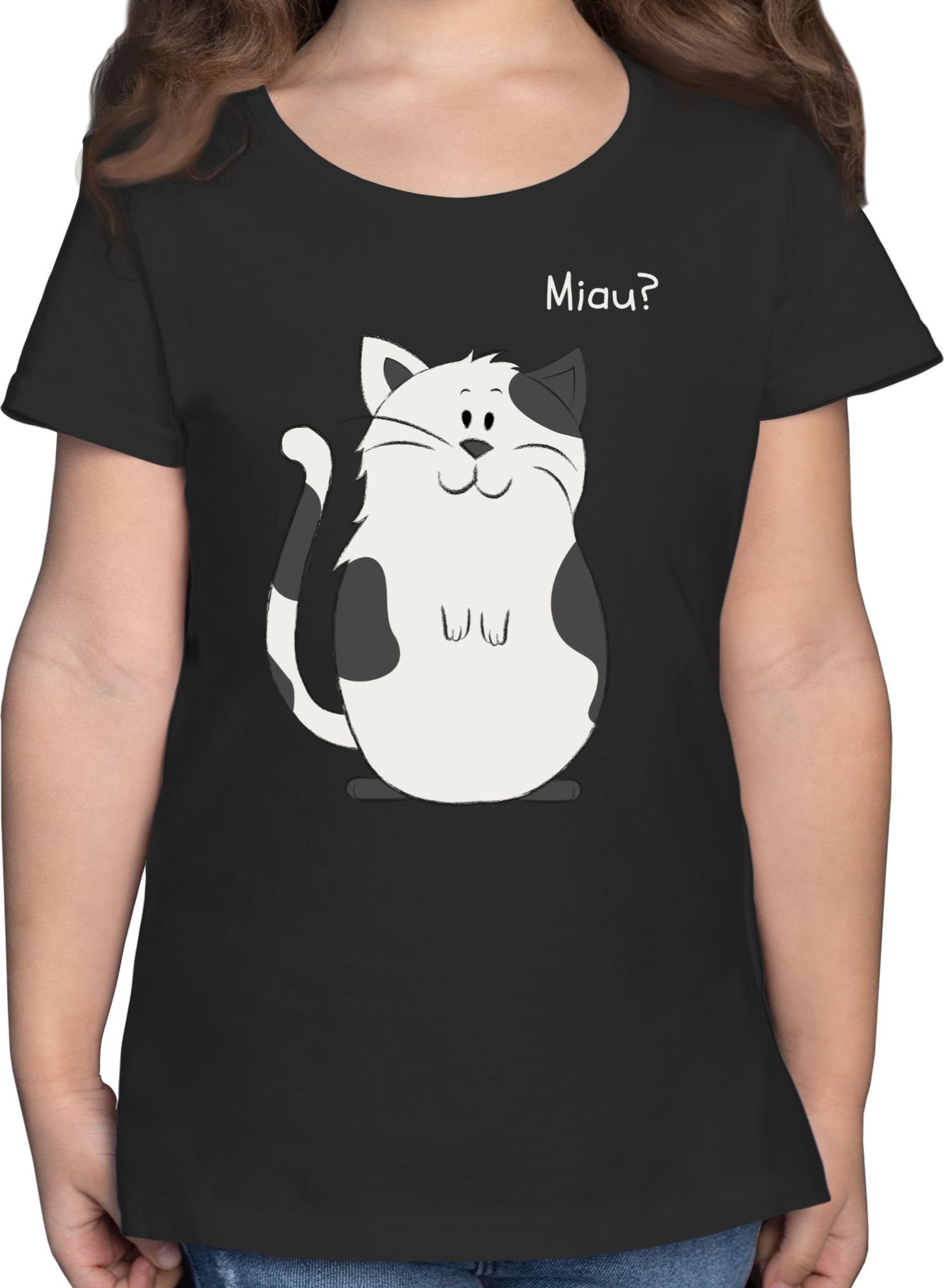 Shirtracer T-Shirt lustige Katze Tiermotiv Animal Print 1 Schwarz | T-Shirts
