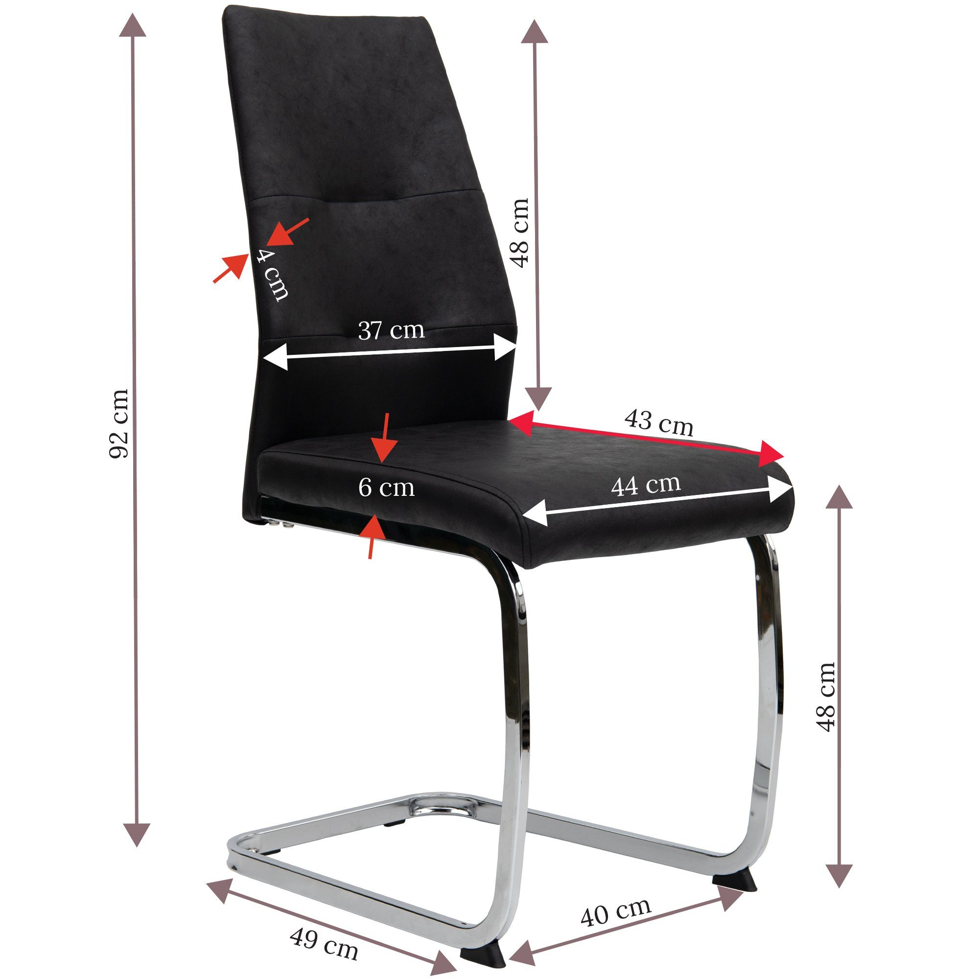 Freischwinger 3er, Schwarz TRISENS oder Chrombeinen St), im Set, mit Alessio 2er, Metallgestell 1 Schwingstuhl robustem mit in (einzeln 4er Lederoptik