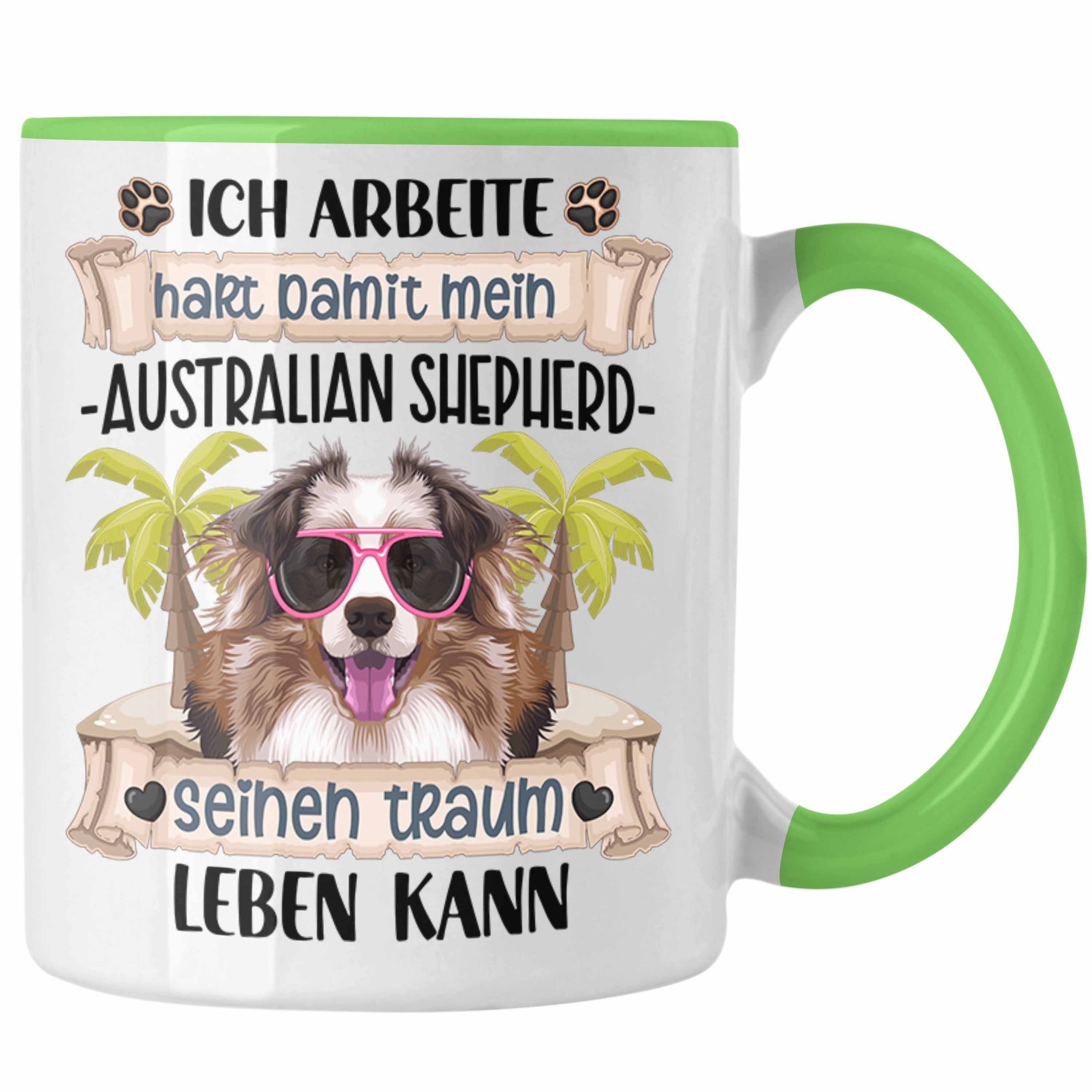 Trendation Tasse Australian Shepherd Besitzer Geschenk Tasse Lustiger Spruch Australian Grün