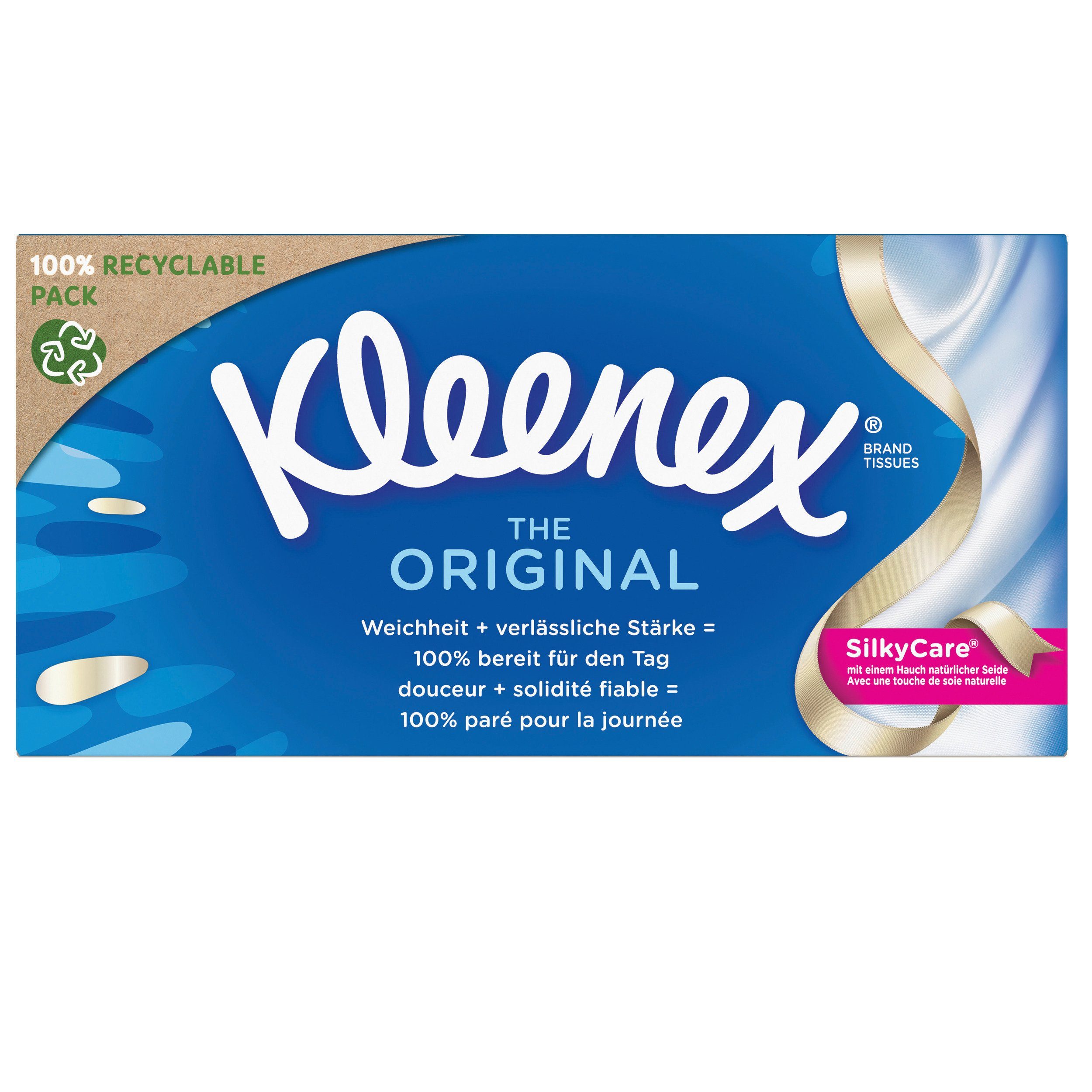 KLEENEX Papiertaschentücher Original Taschentücher-Boxen, 2-lagig, Großpackung, 24x72 Tücher (Vorratspack 24 x 72 Tücher), Taschentücher