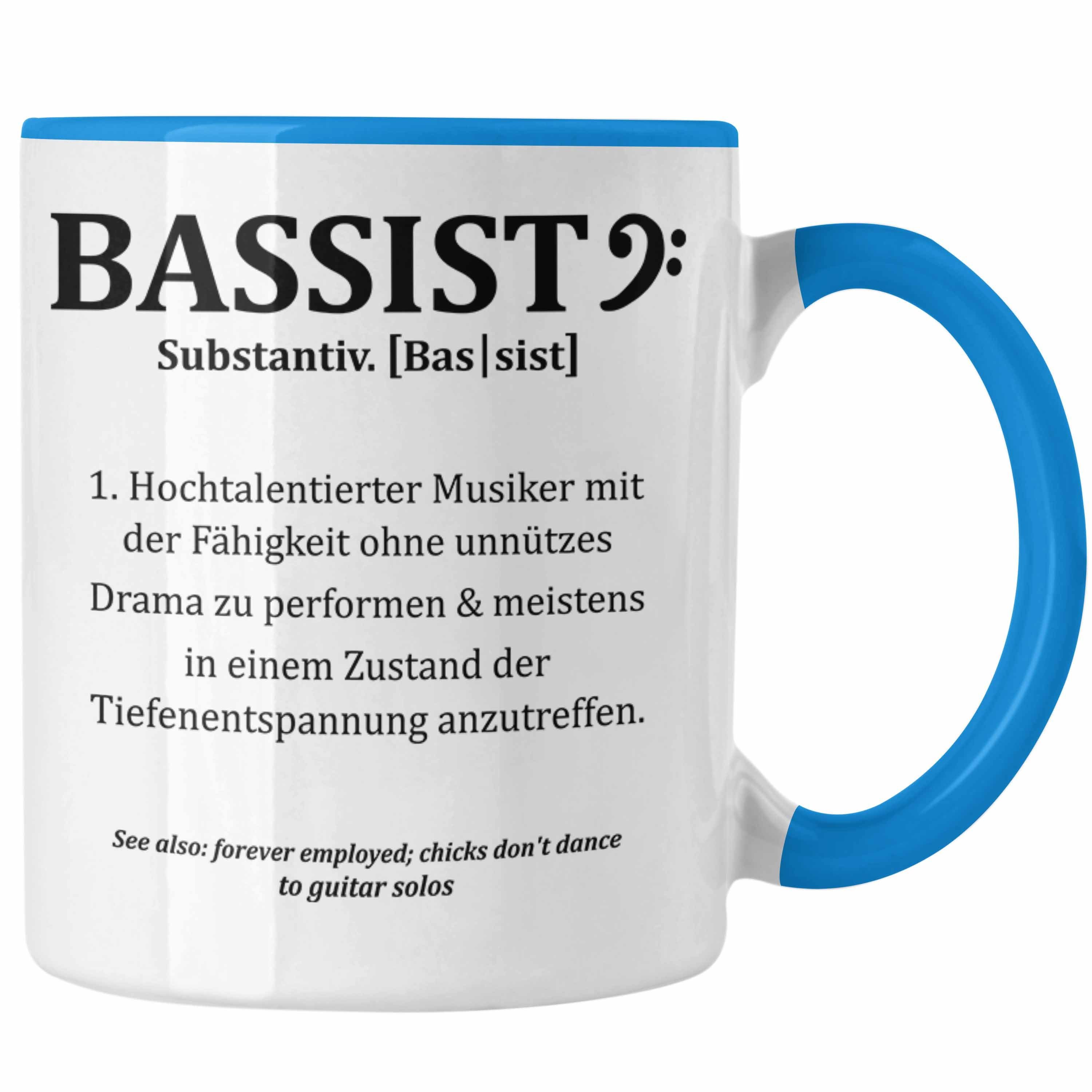 Trendation Tasse Bassist Tasse Geschenk Bass-Spieler Geschenkidee Kaffee-Becher Bassist Blau