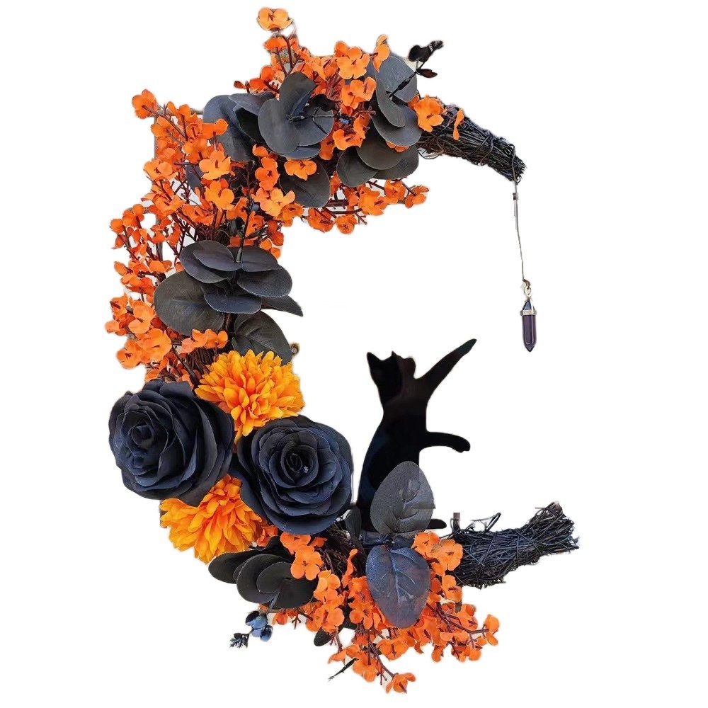 Kunstkranz led Katzen Türkranz,Halloween Mond Kranz günstig online kaufen