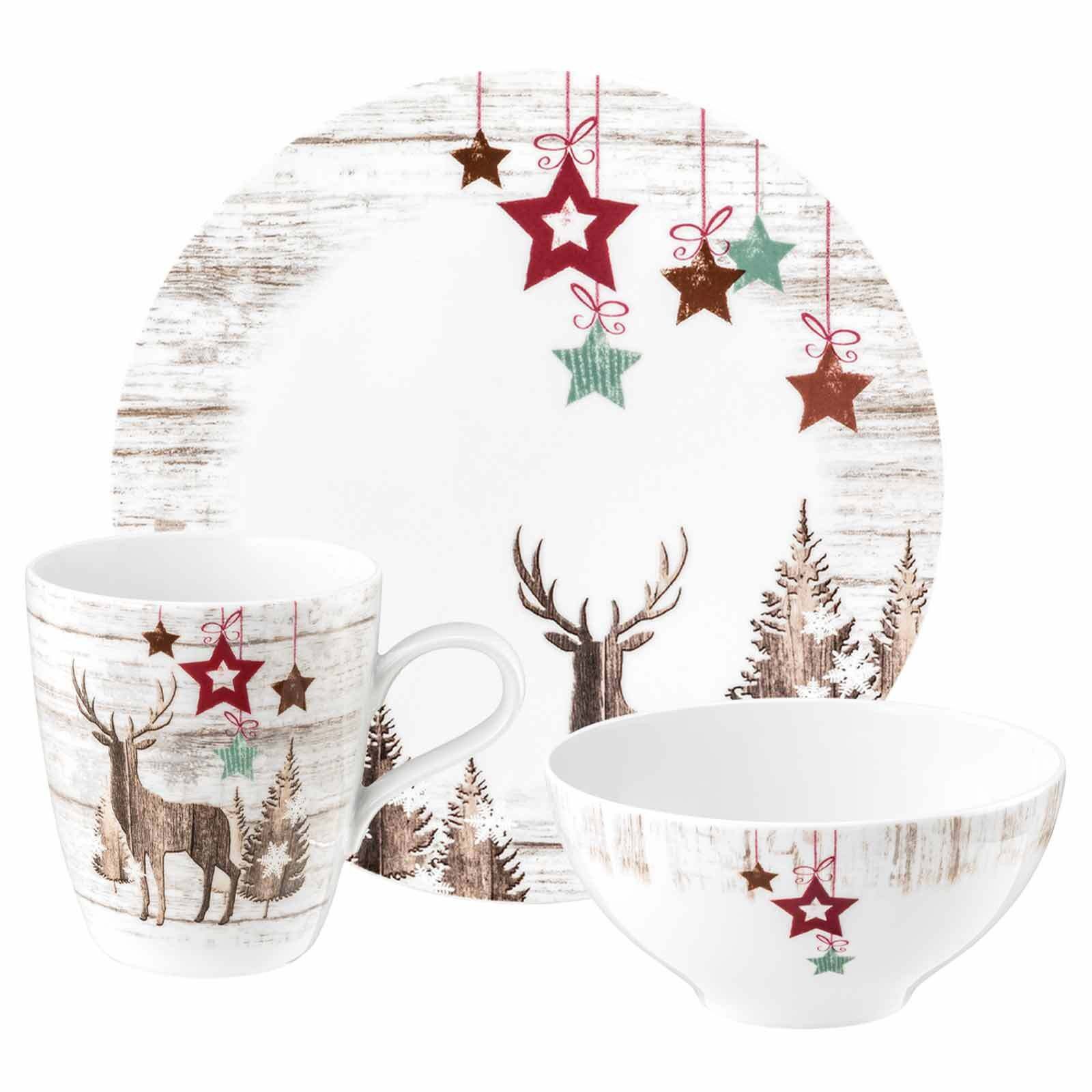 Seltmann Weiden Frühstücks-Geschirrset Life Christmas Frühstücks-Set 18er Set (18-tlg), 6 Personen, Porzellan