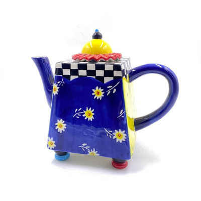 Jameson + Tailor Teekanne Design-Kanne Blau mit Blumen, 1.4 l, (Stück, Stück), Teekanne Porzellan