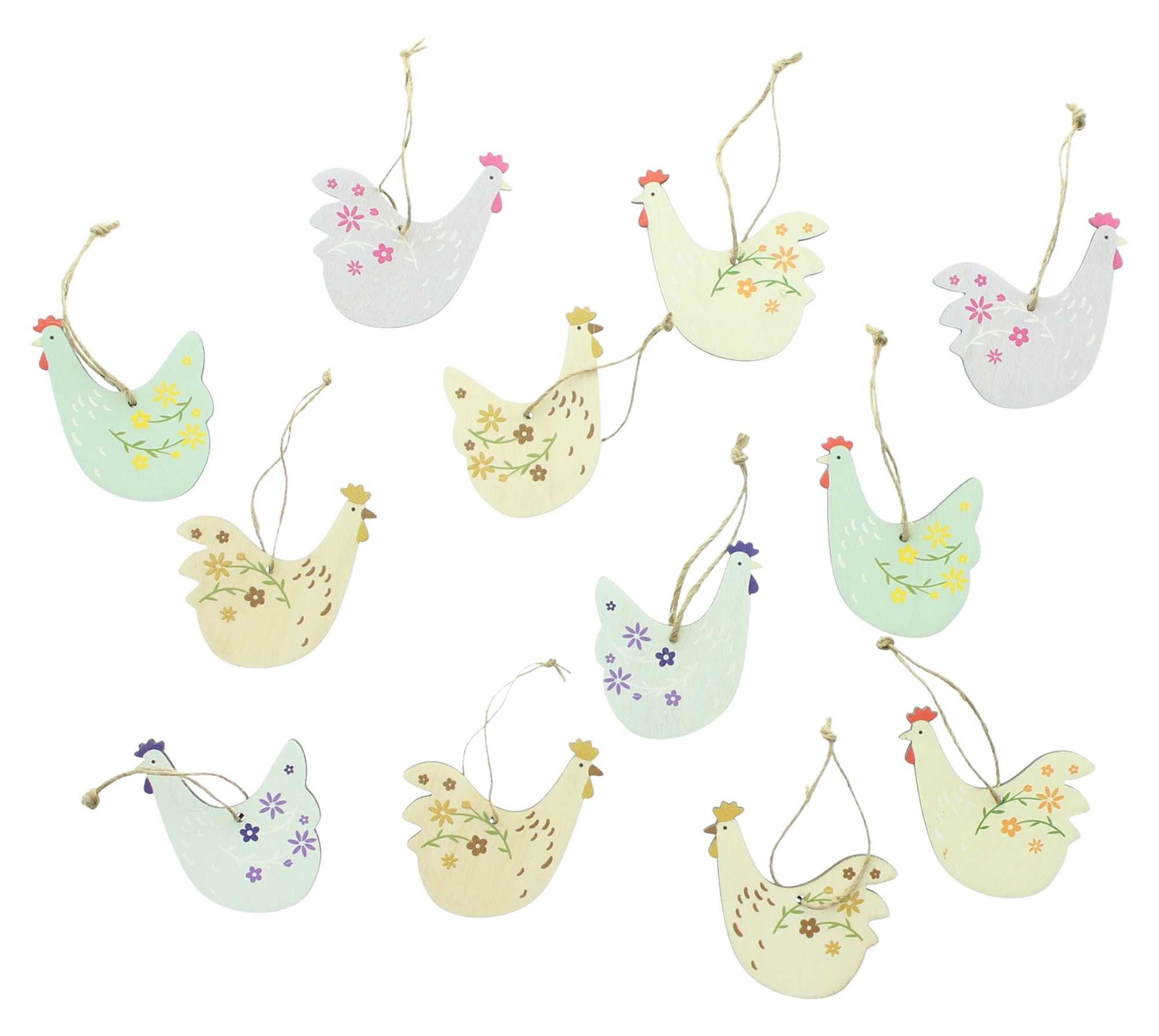 Hängedekoration "Hühner" Holz Dekohänger Osterdeko Hängedeko Fensterdeko Frühlingsdeko