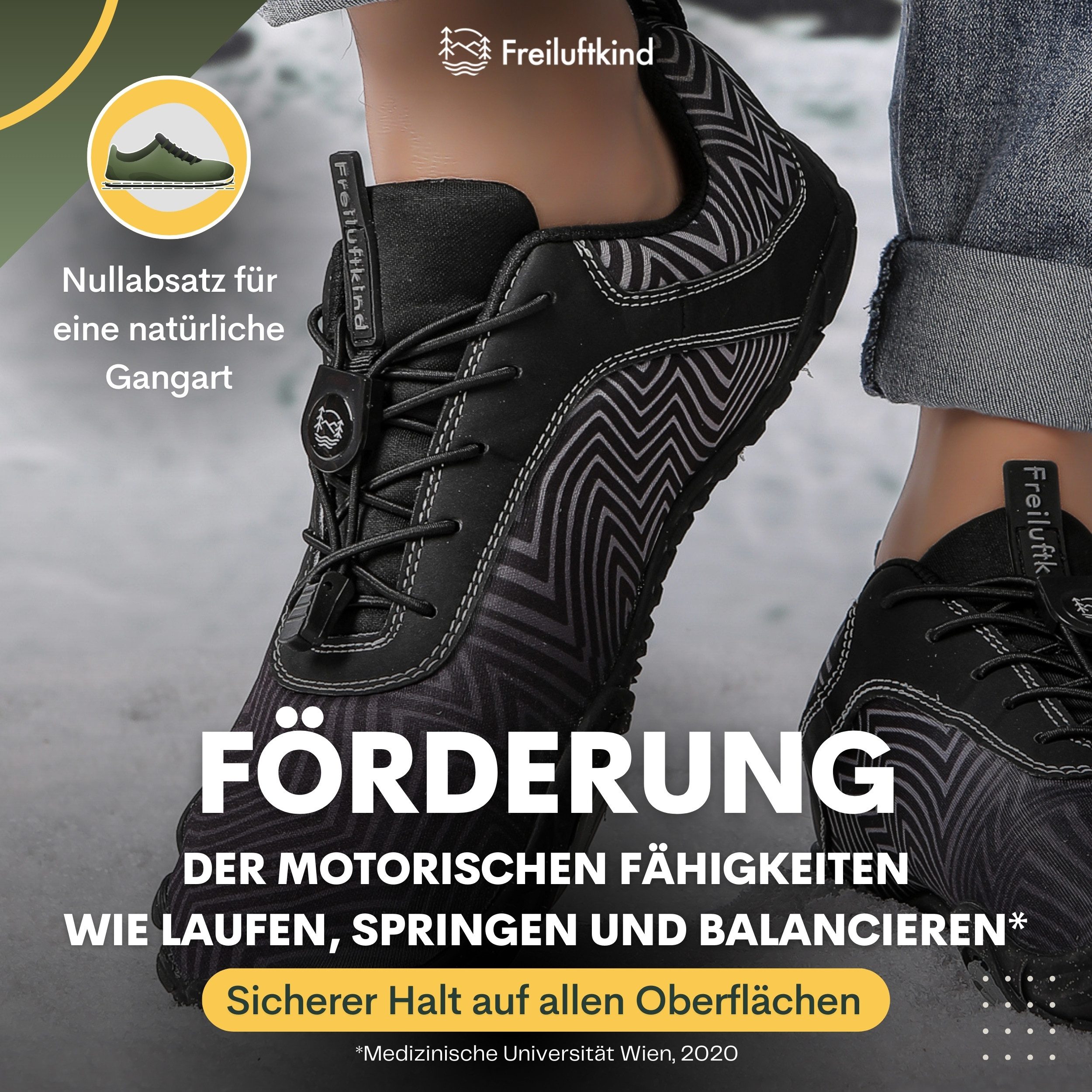 Freiluftkind Das Original – Overland Wasserabweisende & gefütterte Barfußschuhe Sneaker Schnürsenkel