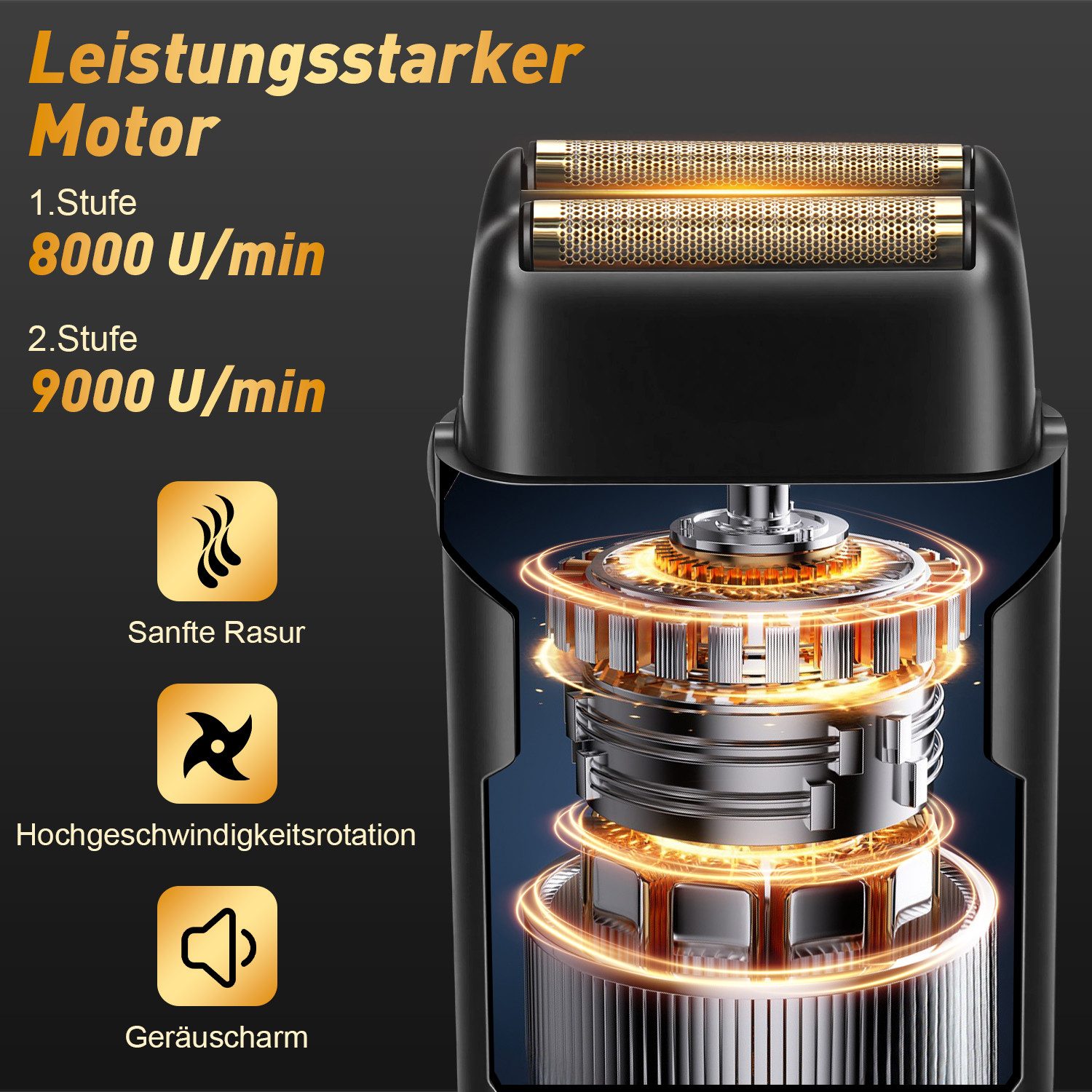CkeyiN Elektrorasierer 2-IN-1 Herren Pflegeset Folien-Elektrorasierer und Nasenhaartrimmer, Aufsätze: 2, SmartClick-Präzisionstrimmer, mit LED-Display 5H Laufze – Bild 5 von 5
