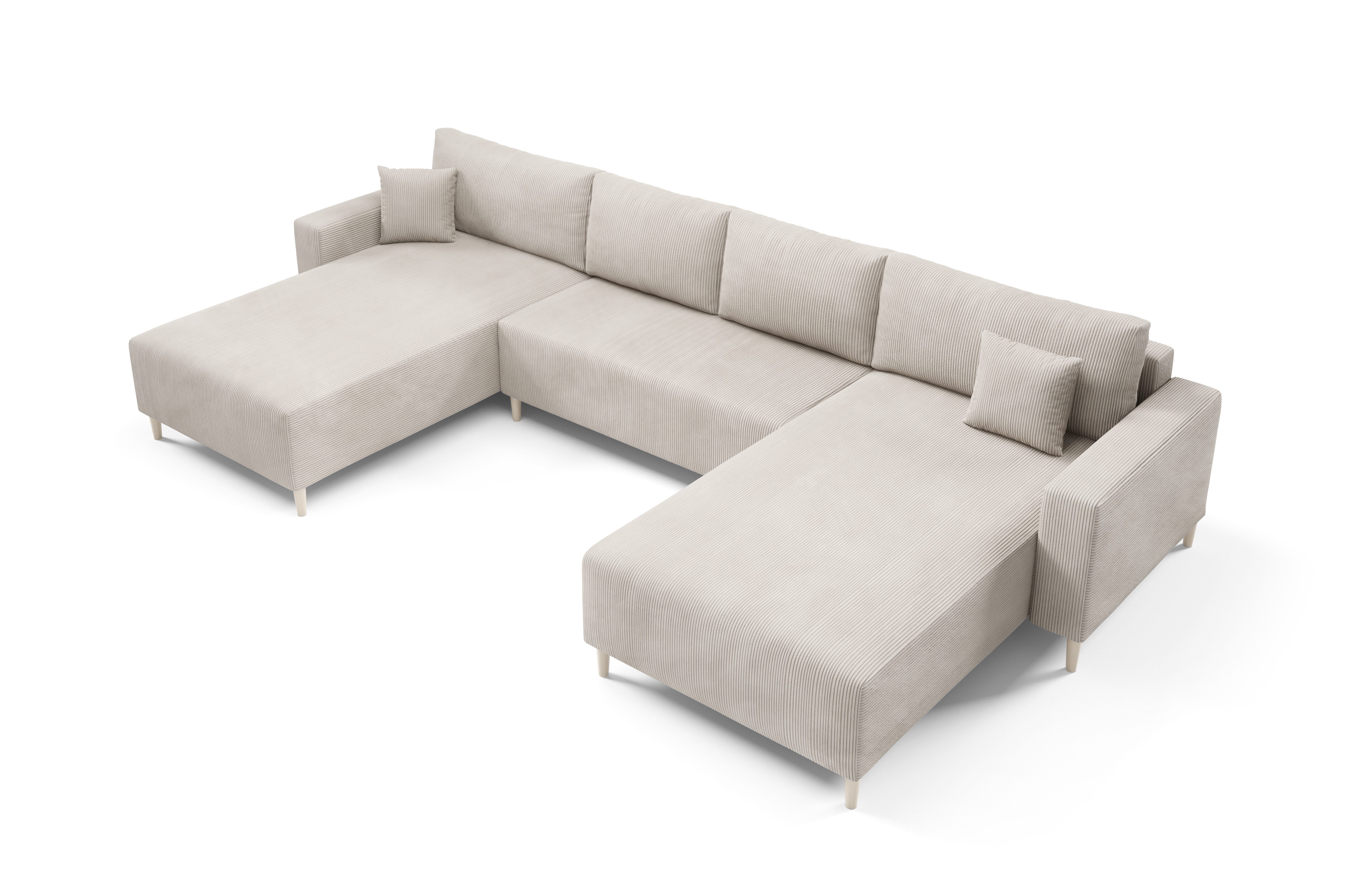 PROMETO Möbel Ecksofa Ecksofa Couch U-Form, Sofa U-Form POSO-Stoff Cordstoff Avila