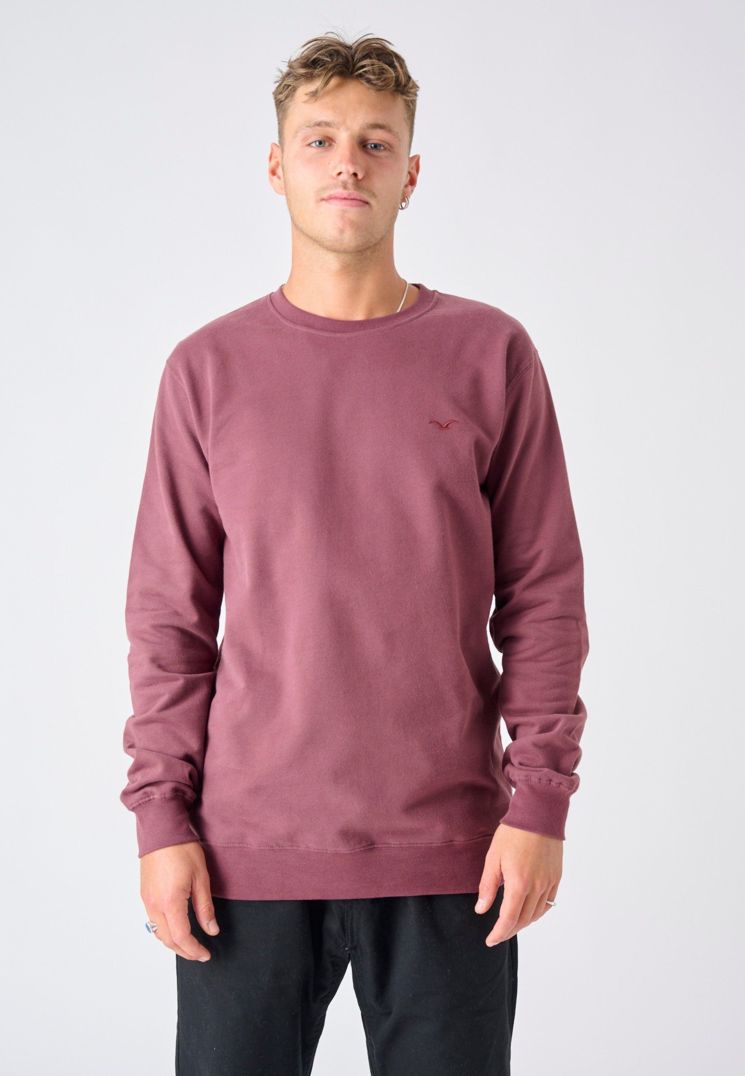 kleiner mit Möwen-Stickerei Ligull braun Cleptomanicx Sweatshirt