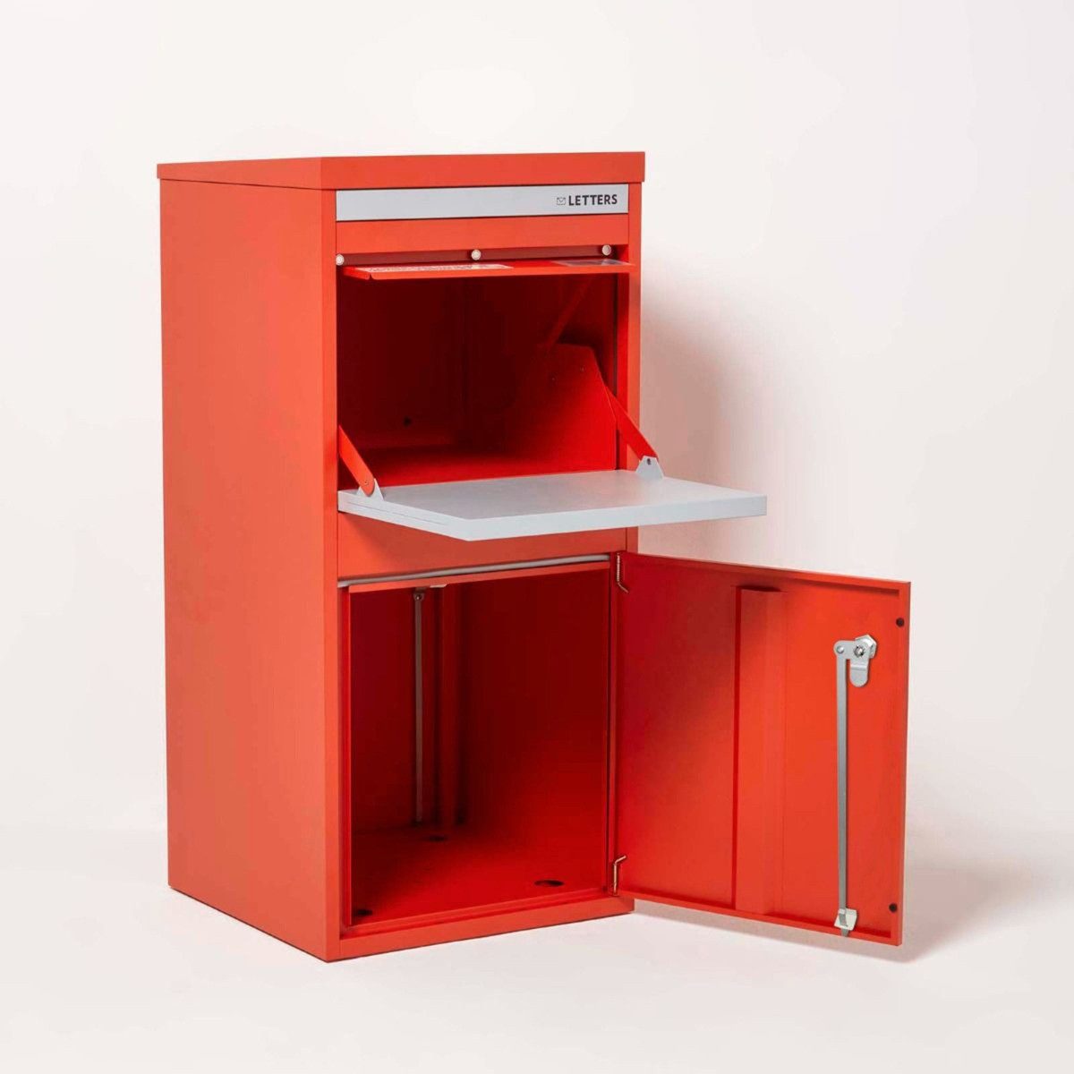 Smart Parcel Box Paketbriefkasten Extra großer Paketbriefkasten, Entnahme hinten & vorne, rot