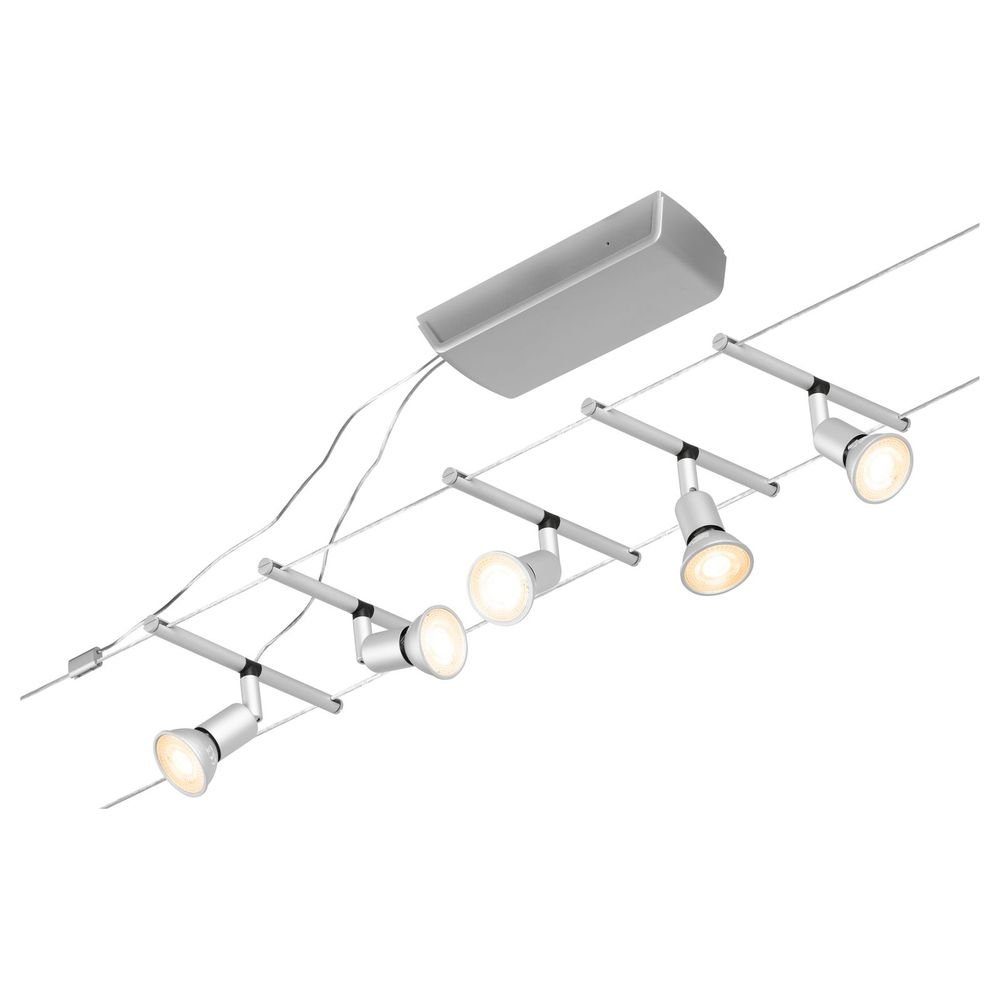 Chrom-matt Deckenleuchte GU5,3 Set Seilsystem Paulmann Angabe, in Systems Leuchtmittel 5-flammig, keine Nein, warmweiss, enthalten: Wire