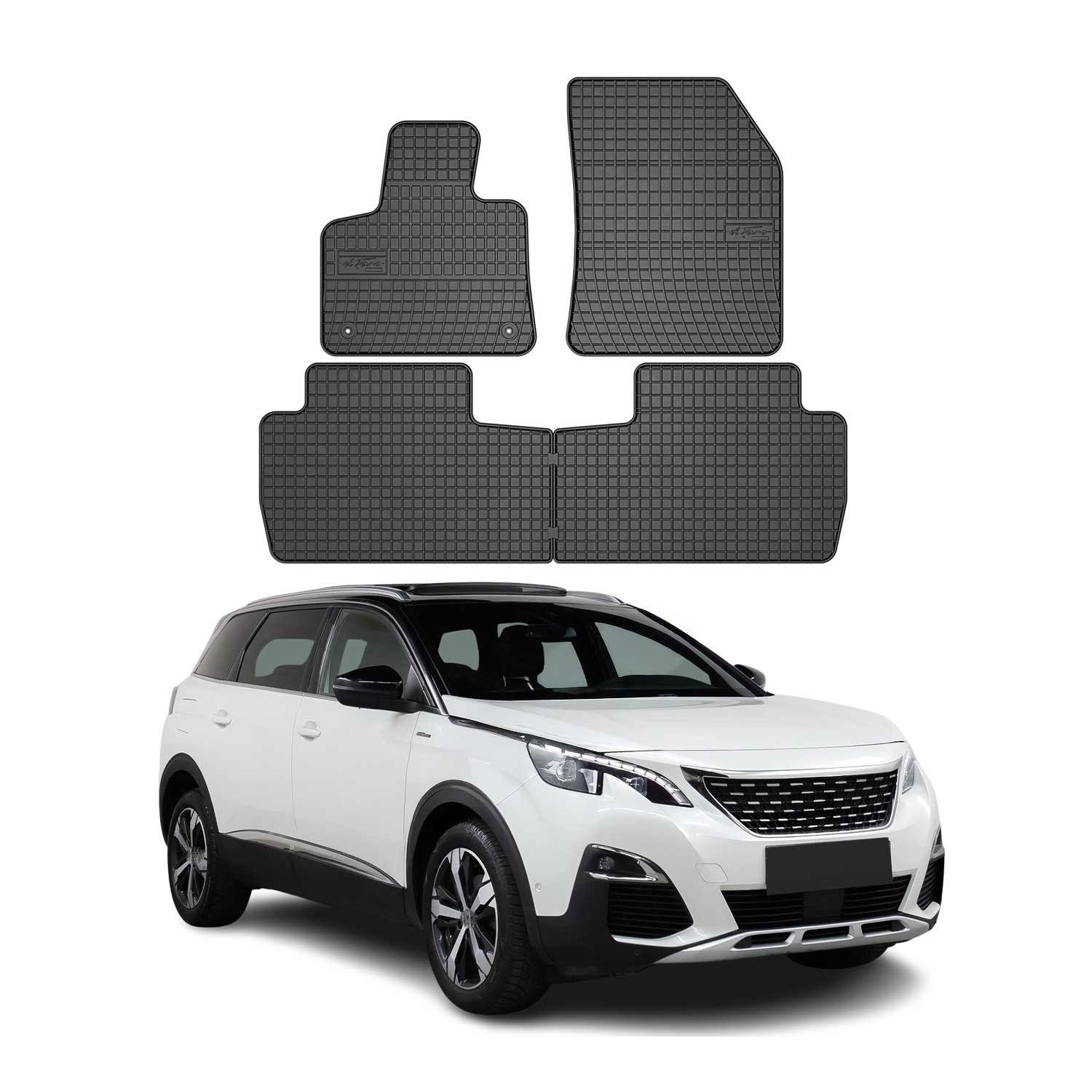 OMAC Auto-Fußmatten für Peugeot 5008 2017-2025 Gummimatten Schwarz 4 tlg (4 St), für Peugeot 5008 2017-2025 Peugeot 5008 2017-2025, Antirutsch,Wasserfest,Einfache Installation