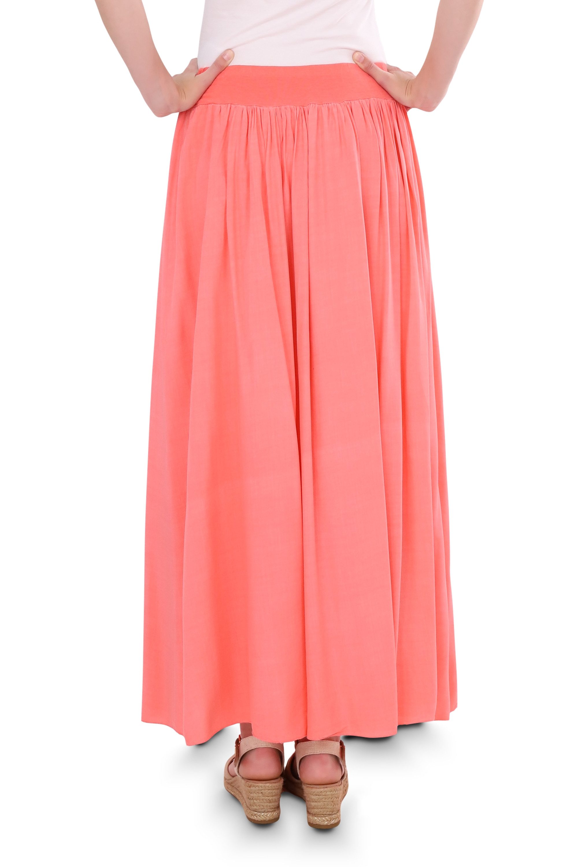 malito more than fashion Sommerrock malito Damen Maxi Rock, langer Rock blickdicht, Sommerrock mit Bund leichter eleganter Sommer Rock